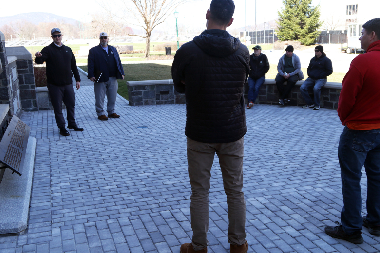 About 40 noncommissioned officers and officers from 2nd Battalion, 315th Brigade Engineer Battalion “Shogun” from Fort Dix, N.J., toured the U.S. Military Academy March 30 as part of a unique professional development staff ride opportunity and to build an esprit de corps among the unit members.    (Photo by Eric S. Bartelt/PV)