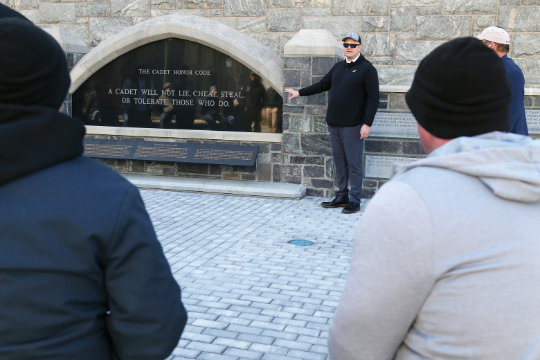 About 40 noncommissioned officers and officers from 2nd Battalion, 315th Brigade Engineer Battalion “Shogun” from Fort Dix, N.J., toured the U.S. Military Academy March 30 as part of a unique professional development staff ride opportunity and to build an esprit de corps among the unit members.    (Photo by Eric S. Bartelt/PV)