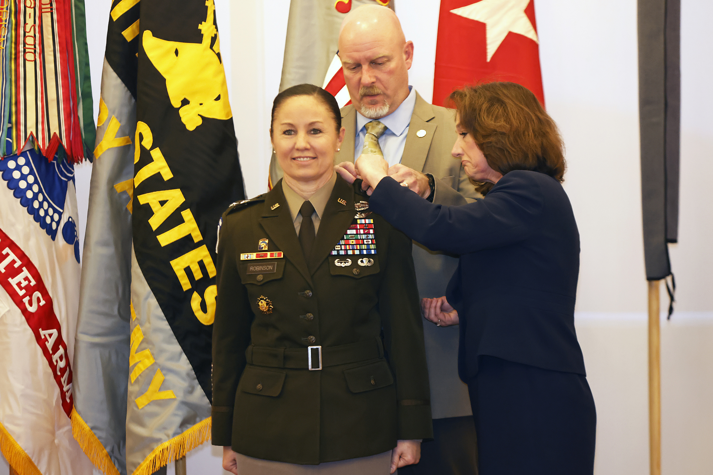 Family, friends, faculty and staff united at the Haig Room in Jefferson Hall Jan. 18 to celebrate the promotion ceremony of U.S. Corps of Cadets (USCC) Commandant, Lori L. Robinson. She was promoted from the rank of brigadier general to major general during a festive time-honored observance that included music, food and a reception hailing the career and future aspirations of the Paterson, N.J., native.