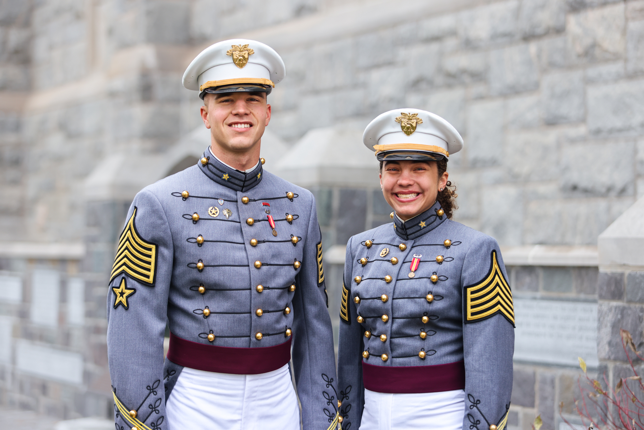 Two cadets wear the "star wreath" award