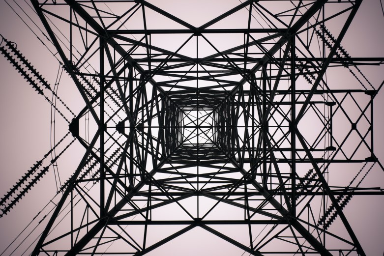 View of electrical tower shot from below