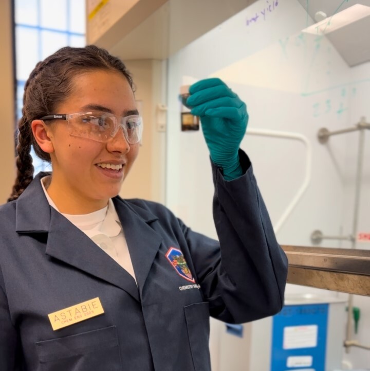 Cadet looks at lab research.
