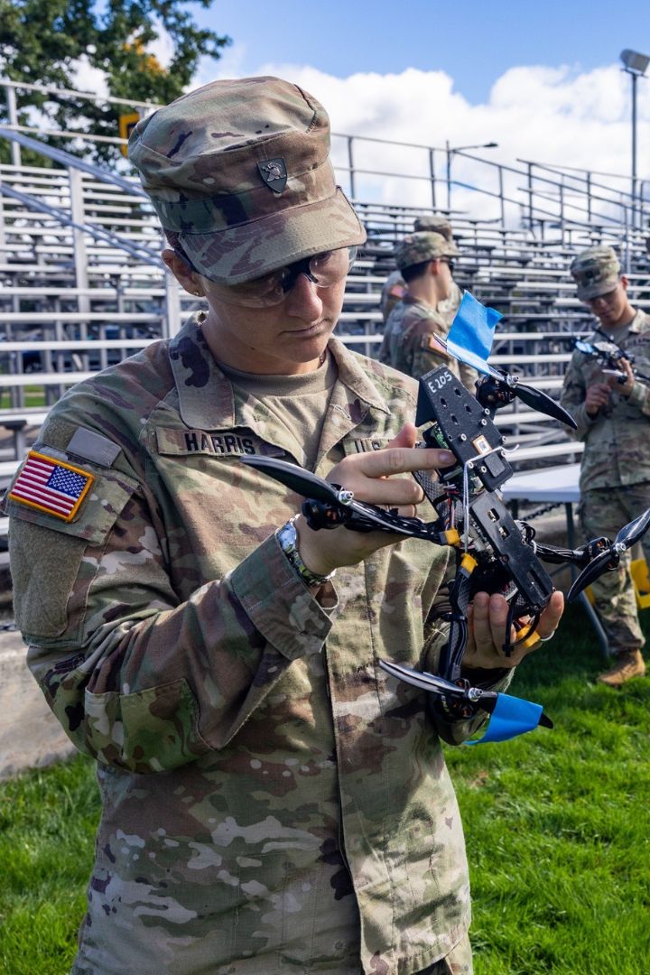 Cadet looking over a drone