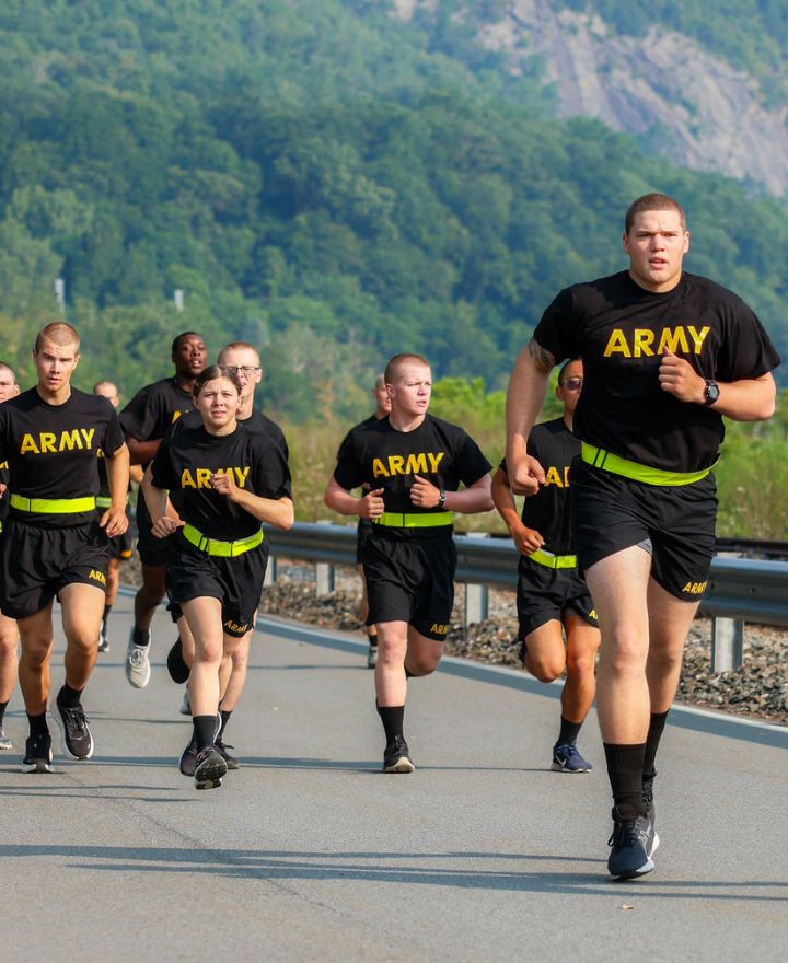 Cadets running for Army Fitness Test
