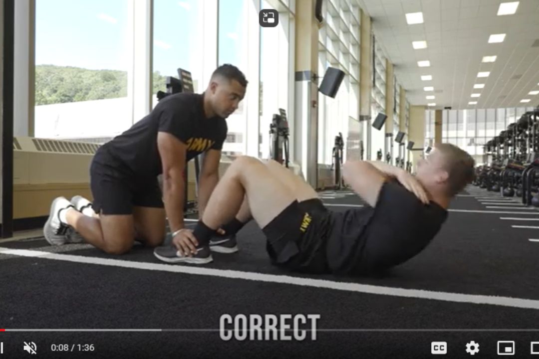 Cadets performing a modified sit-up