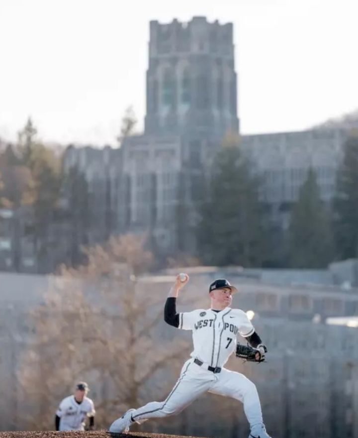 Cadet pitching a baseball