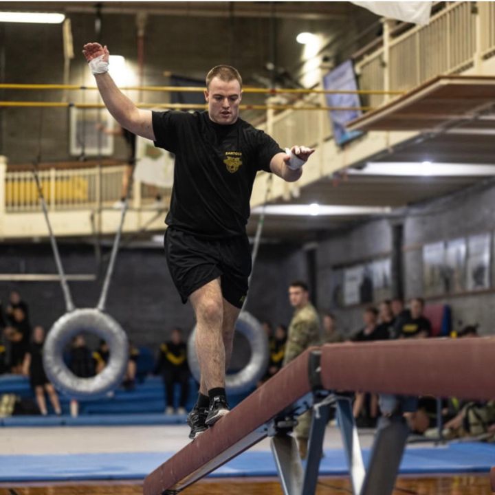 Cadet on the Indoor Obstacle Course Training (IOCT) 