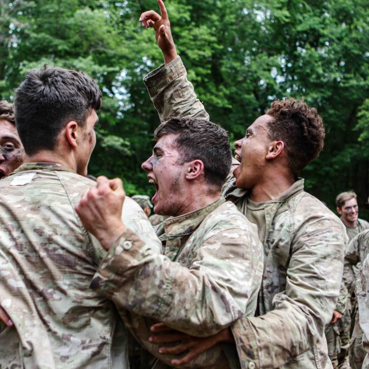 Cadets celebrate after winning the grappling competition at CFT.