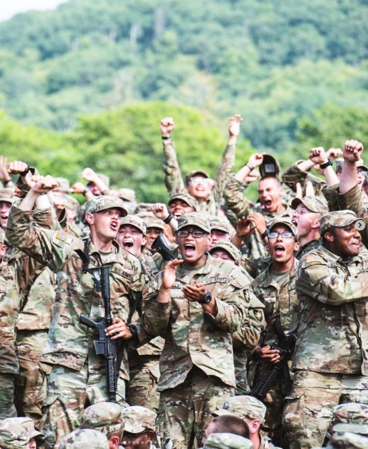 Cadets celebrate a win during Cadet Basic Training.