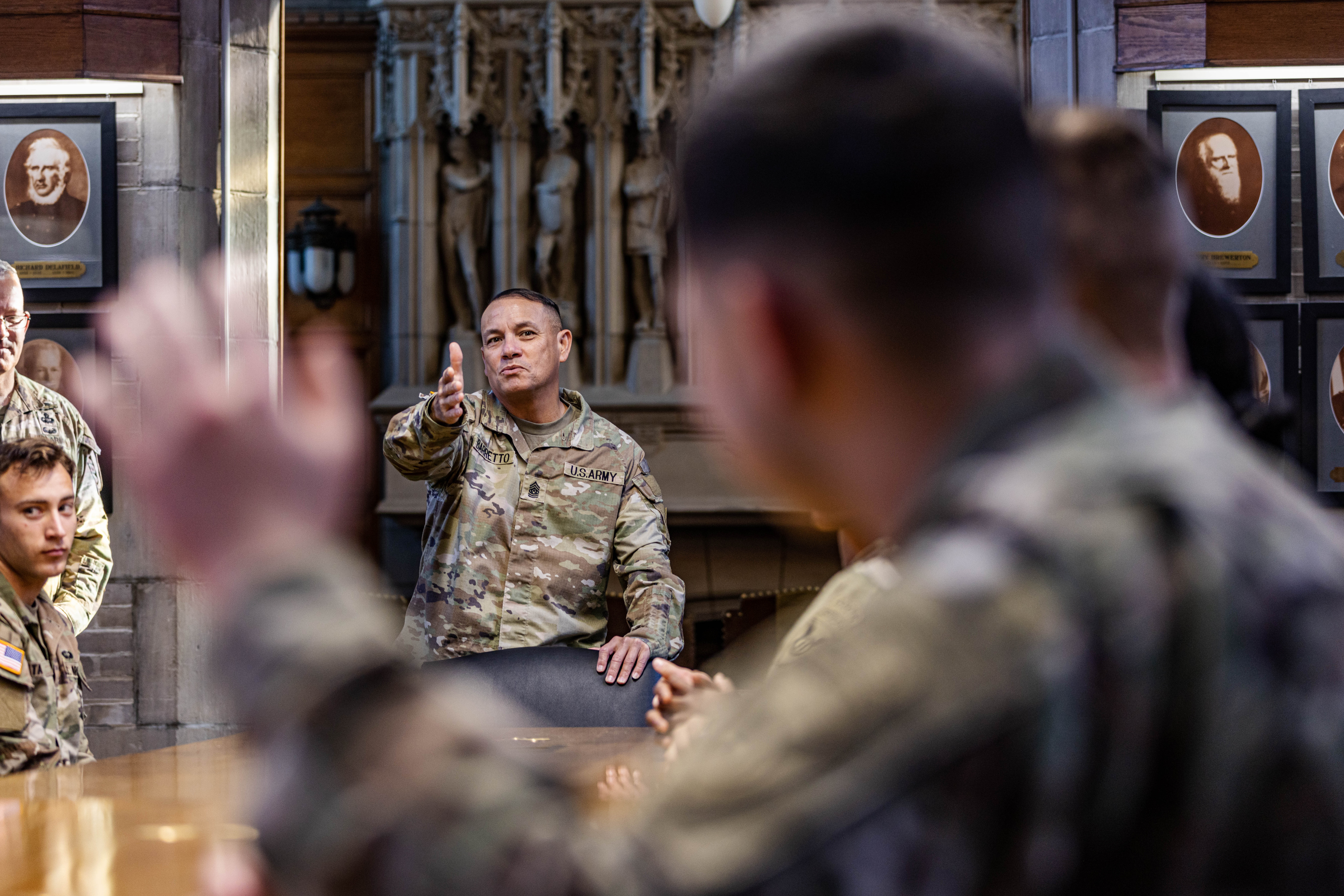 Junior Soldiers, cadets and senior leaders gathered at the Superintendent's Conference Room to discuss the significant transition from being an enlisted Soldier to following the path of officership as part of the Soldier's Admission Program (SAP) on Oct. 13 at the U.S. Military Academy.