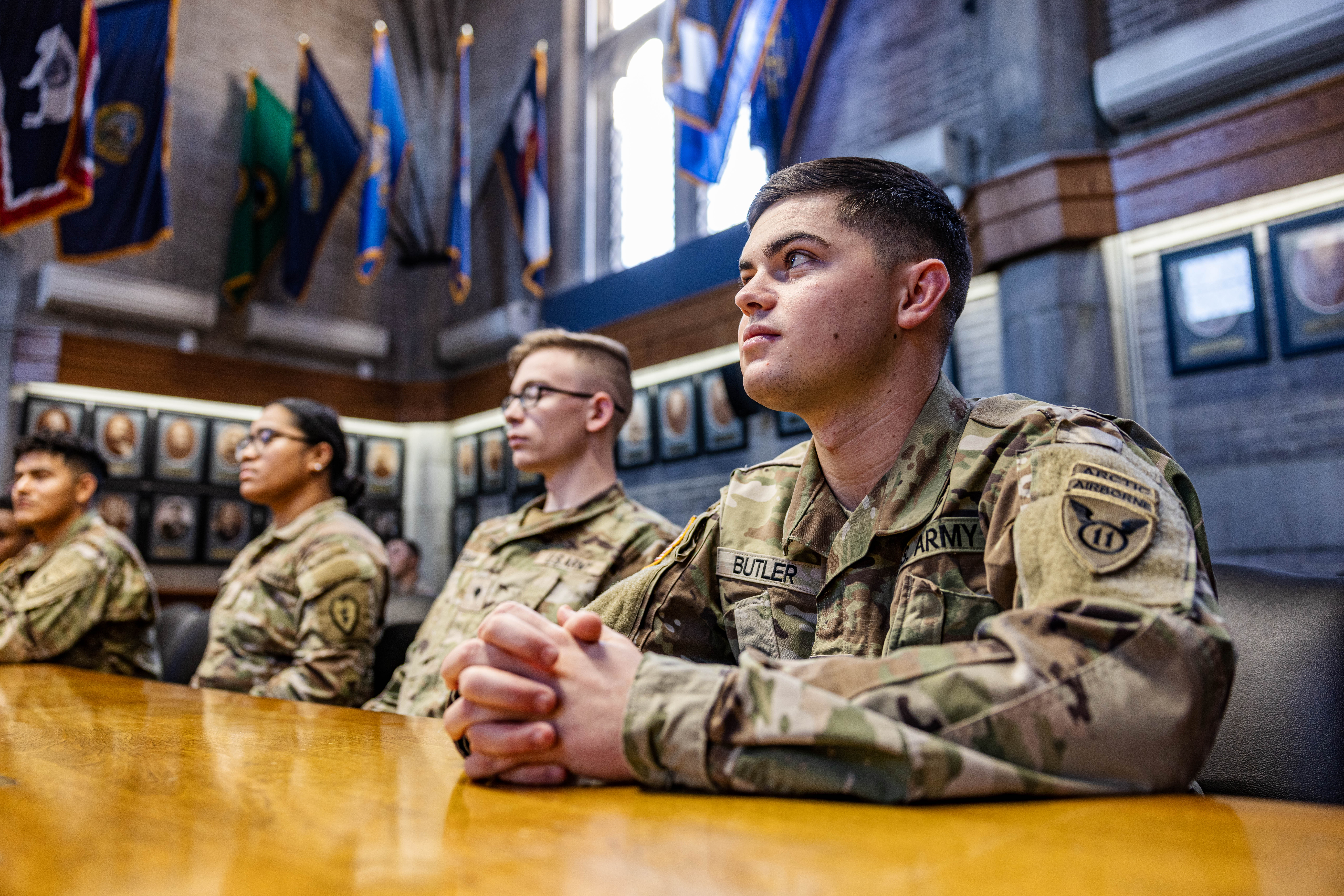 Junior Soldiers, cadets and senior leaders gathered at the Superintendent's Conference Room to discuss the significant transition from being an enlisted Soldier to following the path of officership as part of the Soldier's Admission Program (SAP) on Oct. 13 at the U.S. Military Academy.