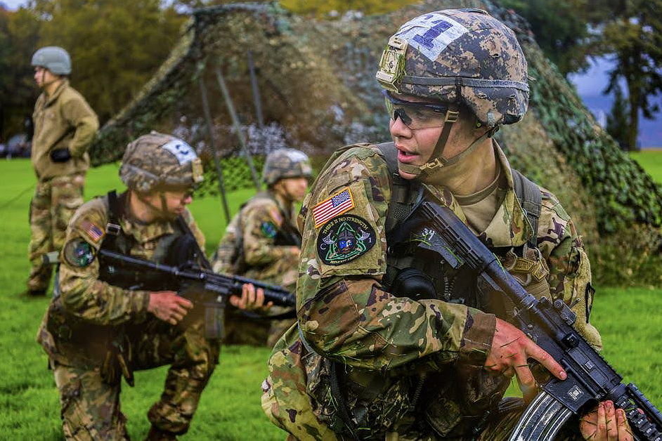 The U.S. Military Academy Fall Sandhurst Competition took place Oct. 20-21 on the West Point military reservation to determine the top 12 company teams that will represent USMA and compete in the annual spring Sandhurst Military Skills Competition. The purpose of the military skills competition is the enhance professional development and military excellence of Soldier skills in a competitive environment. Among the events during the competition were a ruck march, maneuvering the Marne Obstacle Course, a stre