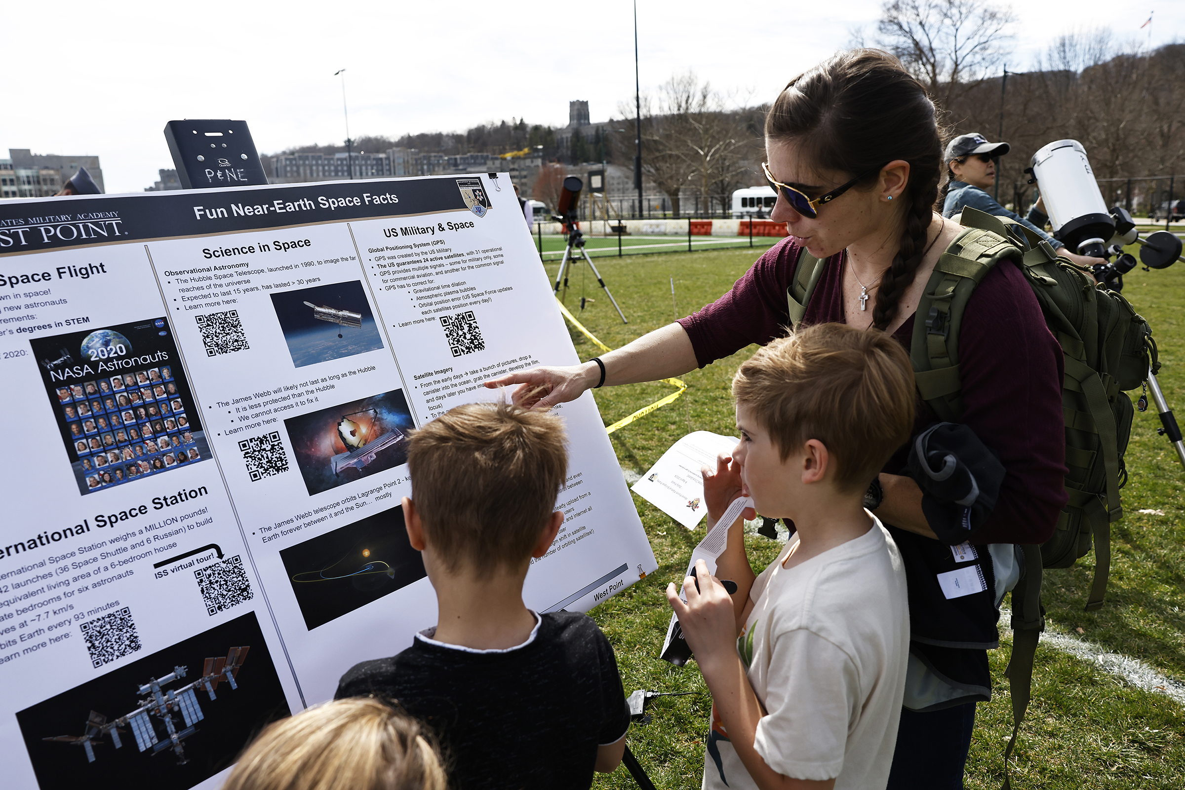 Cadets, staff, faculty and West Point community members traveled to Daly Field April 8 to witness the Solar Eclipse at the U.S. Military Academy.   (Photo by Eric S. Bartelt/USMA PAO)