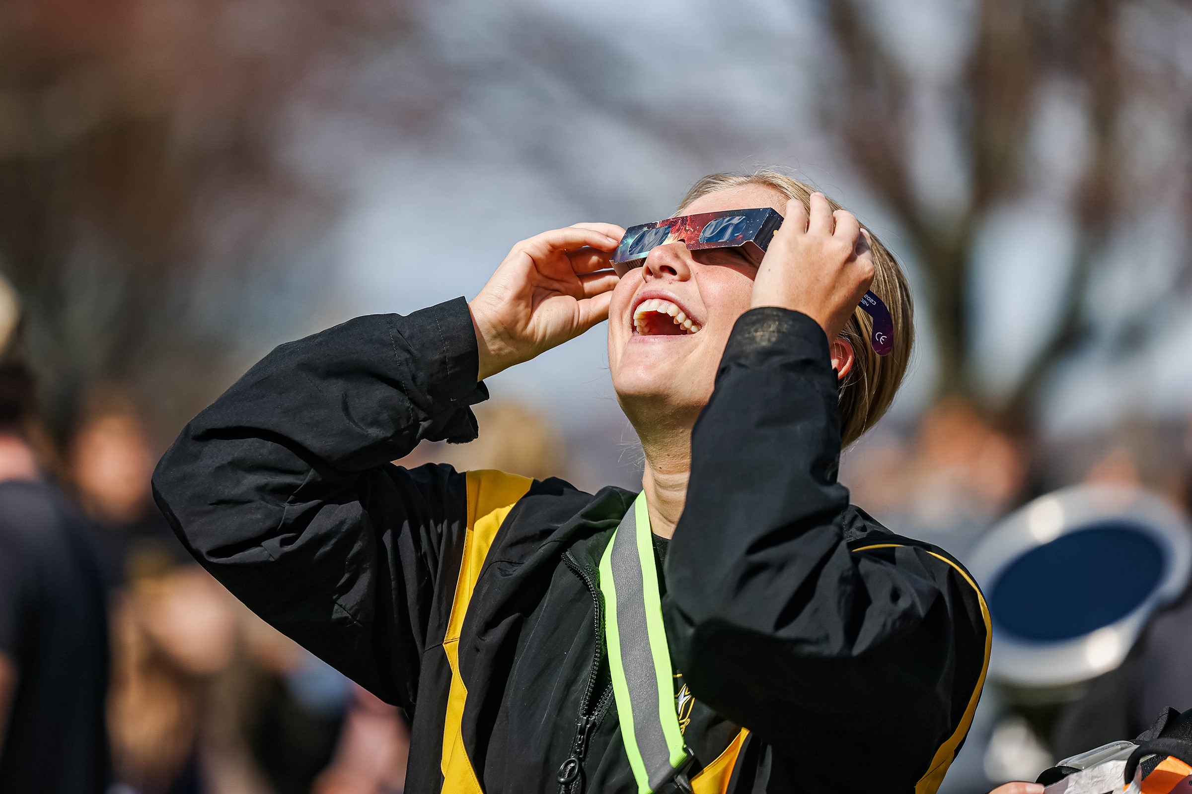 Cadets, staff, faculty and West Point community members traveled to Daly Field April 8 to witness the Solar Eclipse at the U.S. Military Academy.   (Photo by Jorge Garcia/USMA PAO)