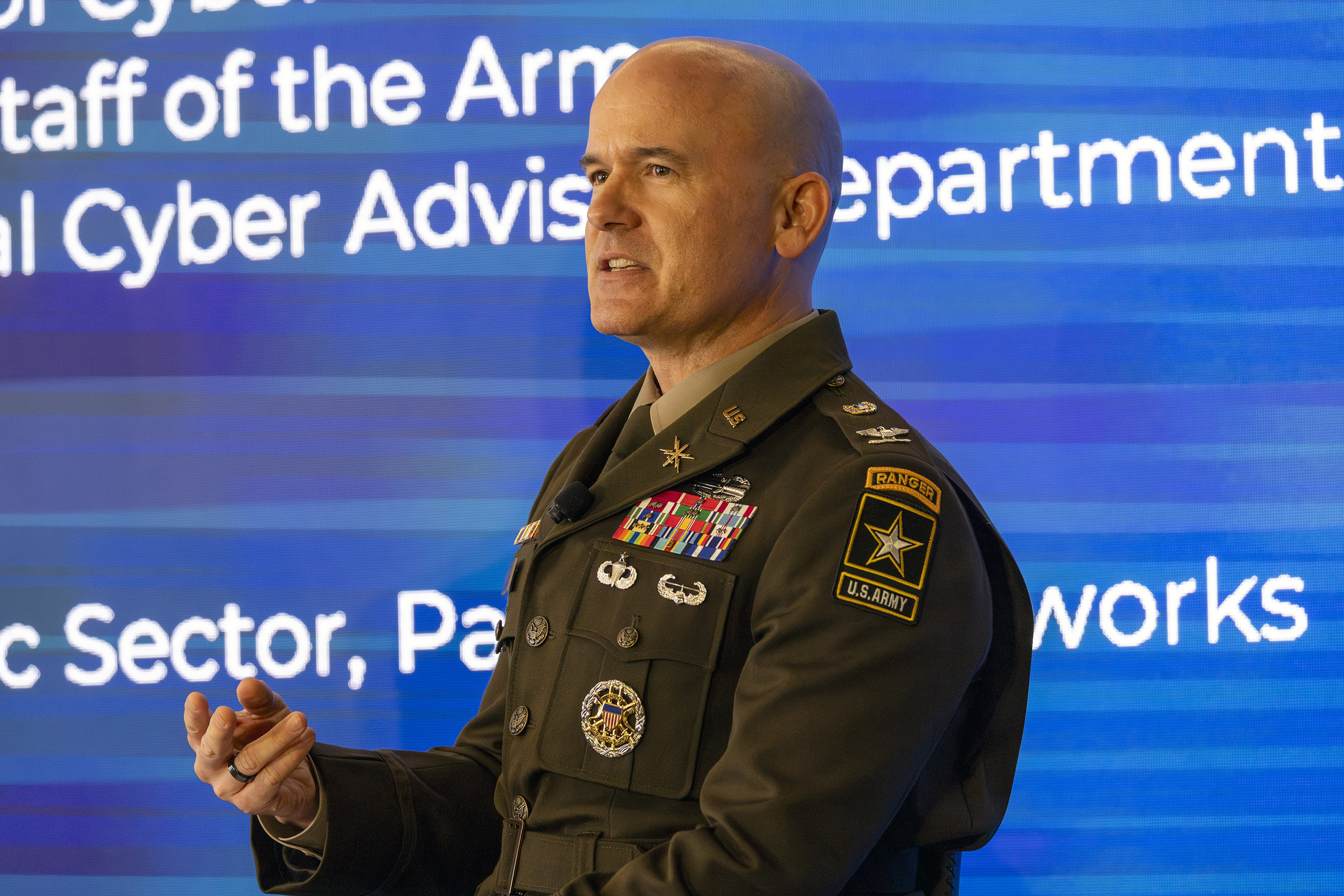 The Army Cyber Institute in conjunction with Palo Alto Networks co-sponsored the Joint Service Academy Cybersecurity (JSAC) Conference April 4-5 at the Thayer Hotel on West Point.  (Photo by Christopher Hennen/USMA PAO)