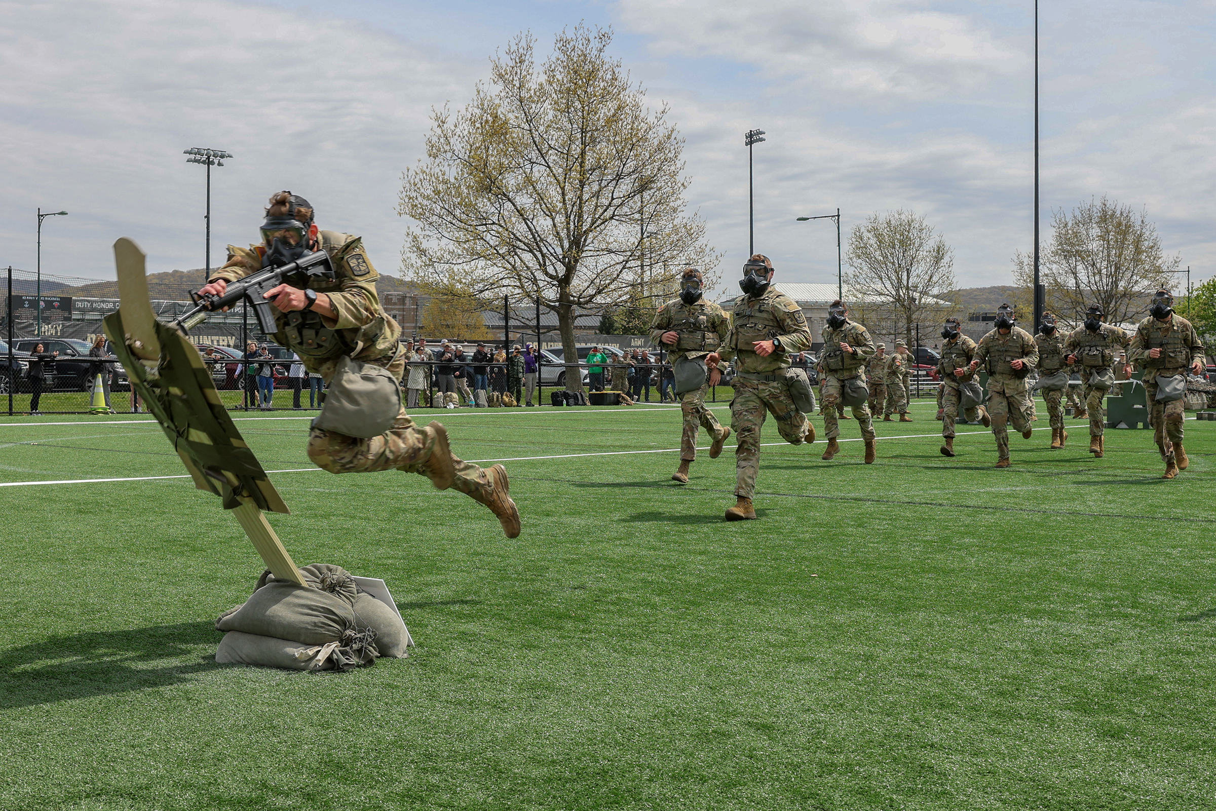 Forty-eight teams competed in the Sandhurst International Military Skills Competition April 26-27 at various locations throughout West Point. The teams consisted of 10 U.S. Military Academy company squads, USMA Black and Gold teams, 17 international teams, three other service academy teams and 16 ROTC teams from across the nation.   