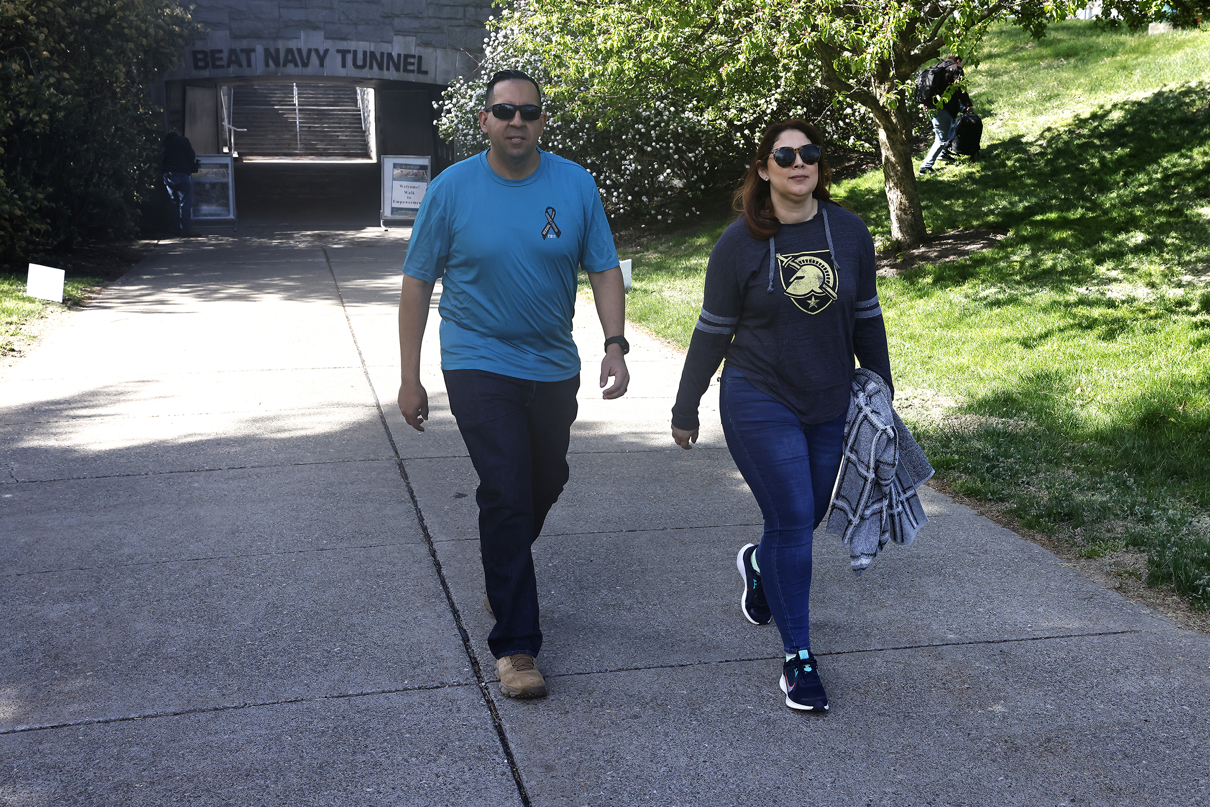 The West Point Sexual Harassment Assault Response Prevention (SHARP) team hosted the Walk A Mile in observance of Sexual Assault Awareness and Prevention Month (SAAPM) April 24 at the Beat Navy Tunnel and sidewalk area along Eisenhower Hall. Throughout the day, the community also wore denim as it is Demin Day, which supports sexual assault survivors.  (Photo by Eric S. Bartelt/USMA PAO)