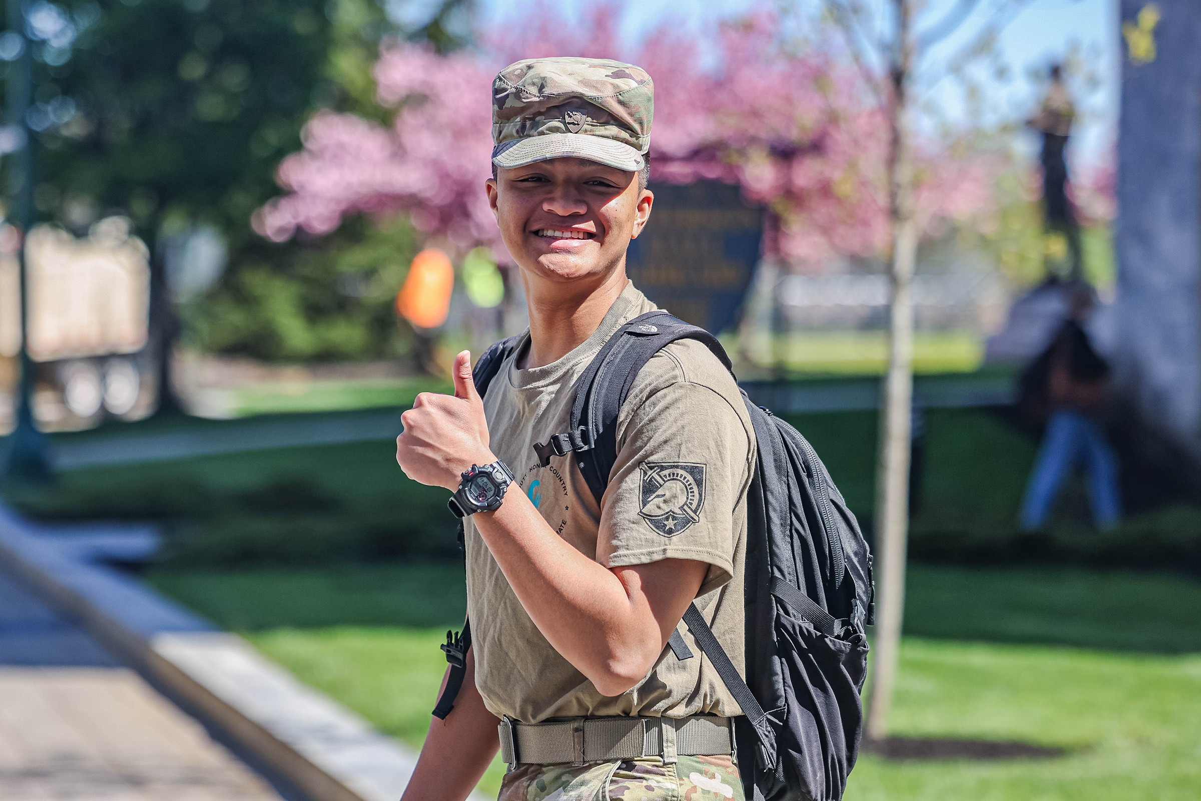 The West Point Sexual Harassment Assault Response Prevention (SHARP) team hosted the Walk A Mile in observance of Sexual Assault Awareness and Prevention Month (SAAPM) April 24 at the Beat Navy Tunnel and sidewalk area along Eisenhower Hall. Throughout the day, the community also wore denim as it is Demin Day, which supports sexual assault survivors.  (Photo by Jorge Garcia/USMA PAO)