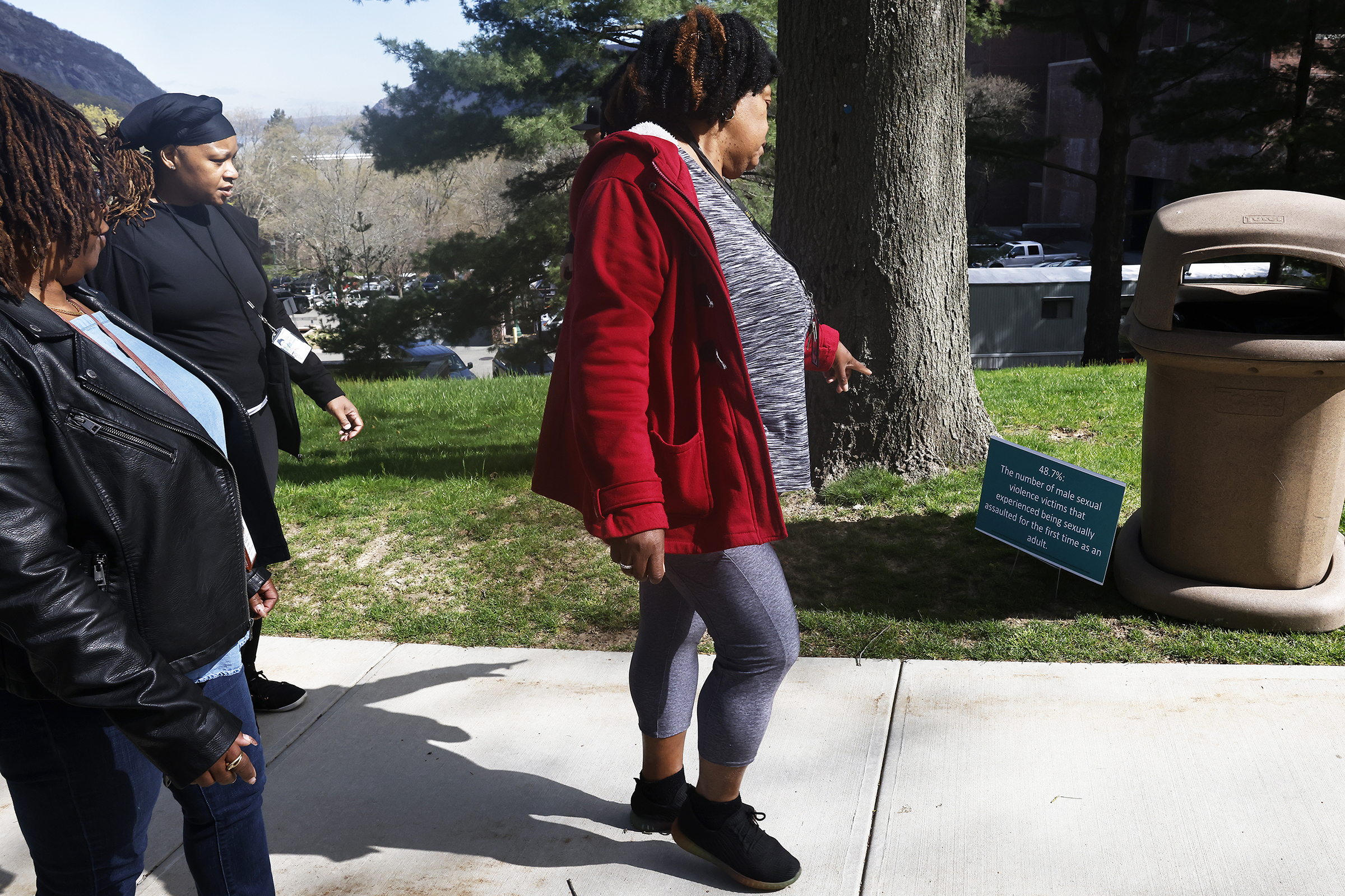 The West Point Sexual Harassment Assault Response Prevention (SHARP) team hosted the Walk A Mile in observance of Sexual Assault Awareness and Prevention Month (SAAPM) April 24 at the Beat Navy Tunnel and sidewalk area along Eisenhower Hall. Throughout the day, the community also wore denim as it is Demin Day, which supports sexual assault survivors.  (Photo by Eric S. Bartelt/USMA PAO)
