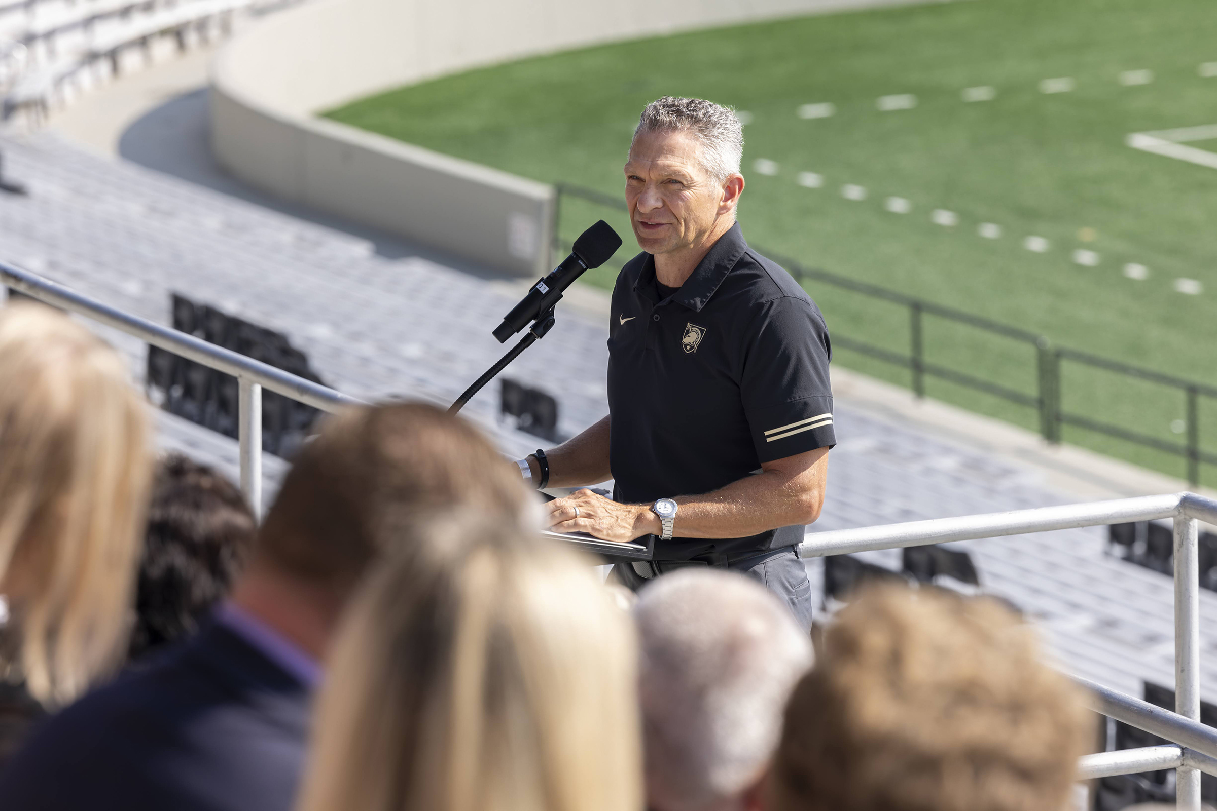 The Army West Point Athletics Association (AWPAA) and the West Point Association of Graduates (WPAOG) held a special ceremony to commemorate the groundbreaking of the Michie Stadium Preservation Project on Aug. 14 at Michie Stadium.  (Photo by Christopher Hennen/USMA PAO)