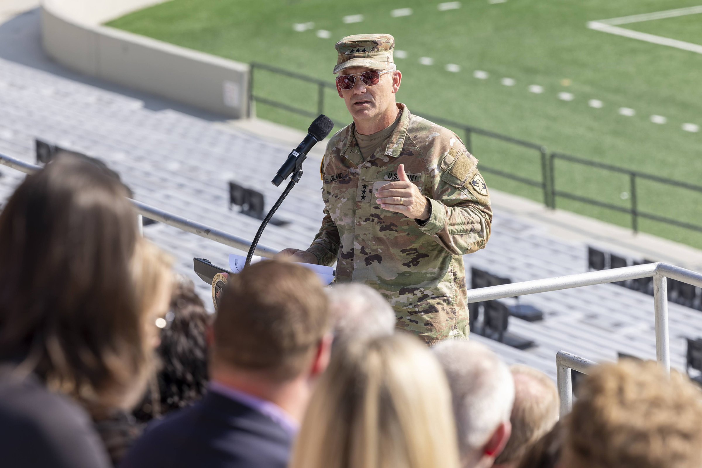 The Army West Point Athletics Association (AWPAA) and the West Point Association of Graduates (WPAOG) held a special ceremony to commemorate the groundbreaking of the Michie Stadium Preservation Project on Aug. 14 at Michie Stadium.  (Photo by Christopher Hennen/USMA PAO)