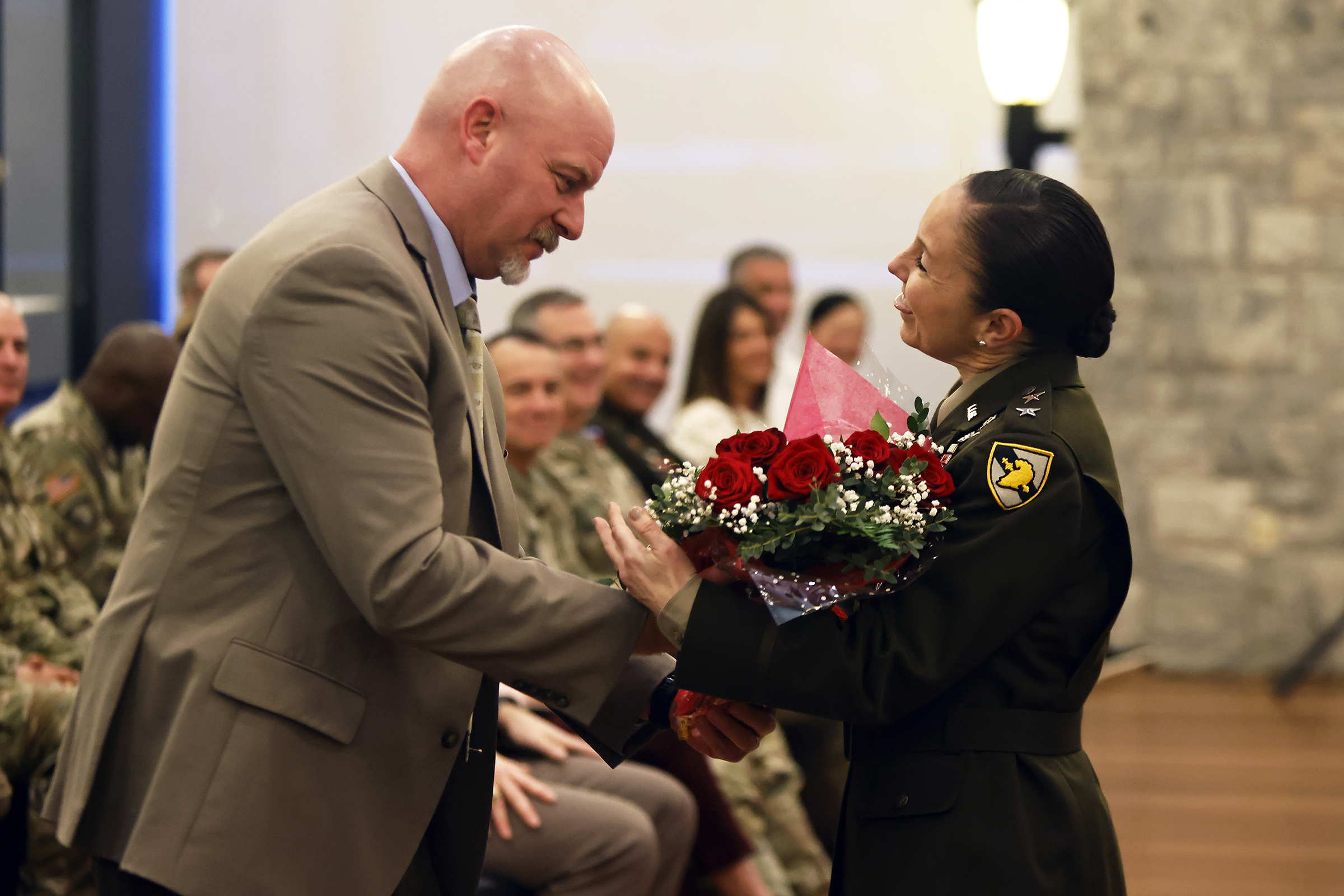 Family, friends, faculty and staff united at the Haig Room in Jefferson Hall Jan. 18 to celebrate the promotion ceremony of U.S. Corps of Cadets (USCC) Commandant, Lori L. Robinson. She was promoted from the rank of brigadier general to major general during a festive time-honored observance that included music, food and a reception hailing the career and future aspirations of the Paterson, N.J., native.