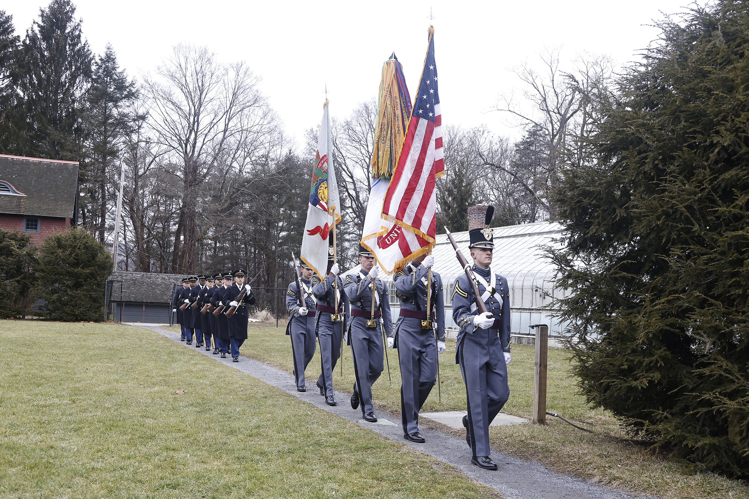 A contingent from the U.S. Military Academy participated in the commemoration of former President Franklin D. Roosevelt’s 142nd birthday Jan. 30 in Hyde Park, N.Y. The annual wreath laying event celebrates the life and service of the former president, which is held in the rose garden at the FDR Presidential Library and Museum, hosted by the National Park Service at the home of the FDR National Historic Site.   USMA Dean of the Academic Board Brig. Gen. Shane Reeves placed a Presidential Wreath on the behalf