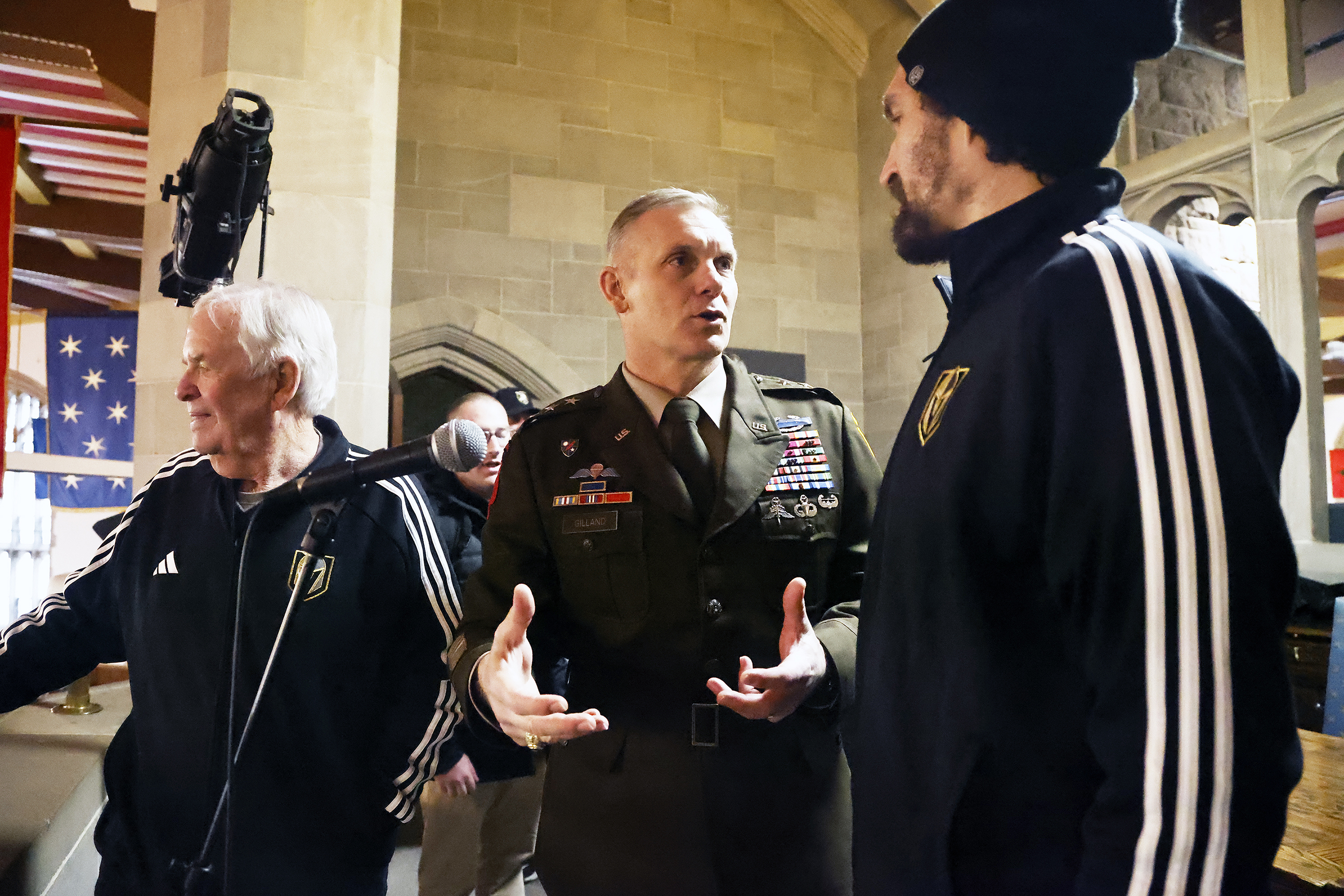 The Holy Grail of sports trophies spent the day at the U.S. Military Academy as the NHL’s Vegas Golden Knights came to West Point with the Stanley Cup on Jan. 24. 2016 Distinguished Graduate Award recipient and owner of the Golden Knights Bill Foley, USMA 1967 graduate, the players and management of the Vegas organization all spent the day at West Point.  (Photo by Eric S. Bartelt/USMA PAO)