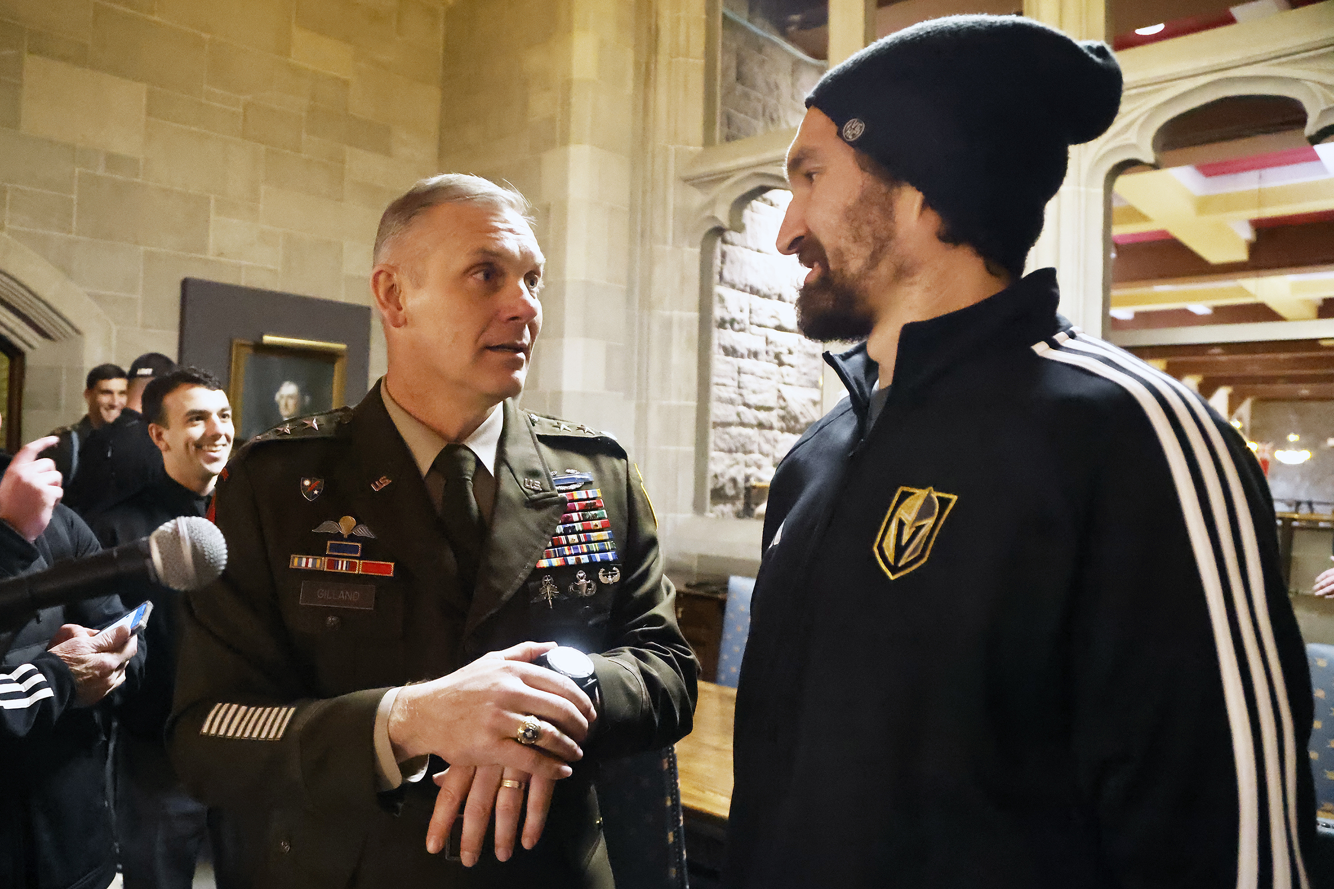 The Holy Grail of sports trophies spent the day at the U.S. Military Academy as the NHL’s Vegas Golden Knights came to West Point with the Stanley Cup on Jan. 24. 2016 Distinguished Graduate Award recipient and owner of the Golden Knights Bill Foley, USMA 1967 graduate, the players and management of the Vegas organization all spent the day at West Point.  (Photo by Eric S. Bartelt/USMA PAO)