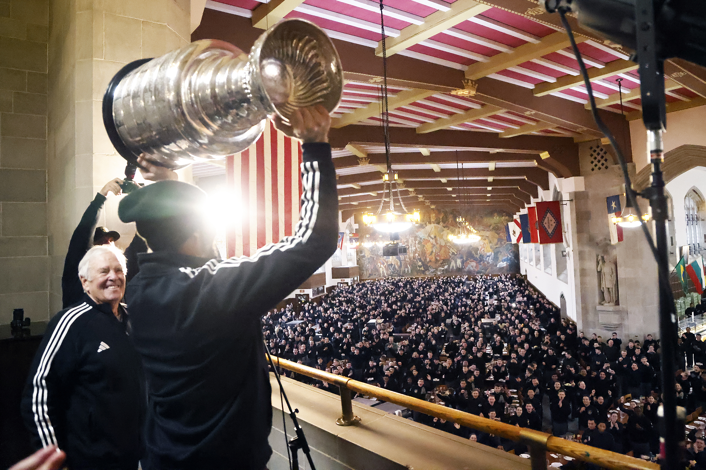 The Holy Grail of sports trophies spent the day at the U.S. Military Academy as the NHL’s Vegas Golden Knights came to West Point with the Stanley Cup on Jan. 24. 2016 Distinguished Graduate Award recipient and owner of the Golden Knights Bill Foley, USMA 1967 graduate, the players and management of the Vegas organization all spent the day at West Point.  (Photo by Eric S. Bartelt/USMA PAO)