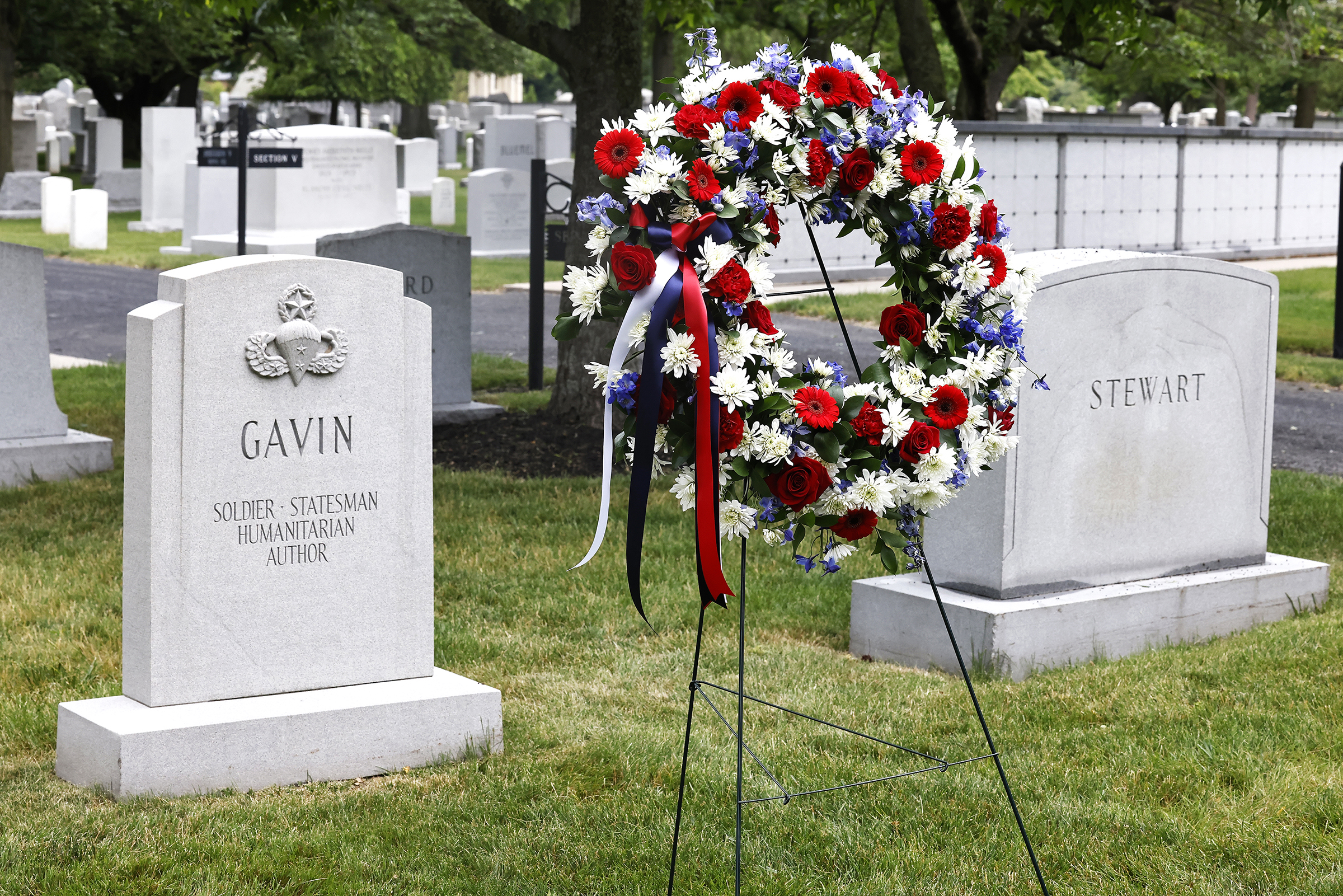 The U.S. Military Academy in concert with the 82nd Airborne Division Association of New Hartford and the Greater Hartford Lt. Gen. James Gavin Chapter commemorated the 80th anniversary of D-Day and the legacy of Gavin with a wreath-laying ceremony at Gavin's gravesite on June 6 at the West Point Cemetery.   (Photo by Eric S. Bartelt/USMA PAO)