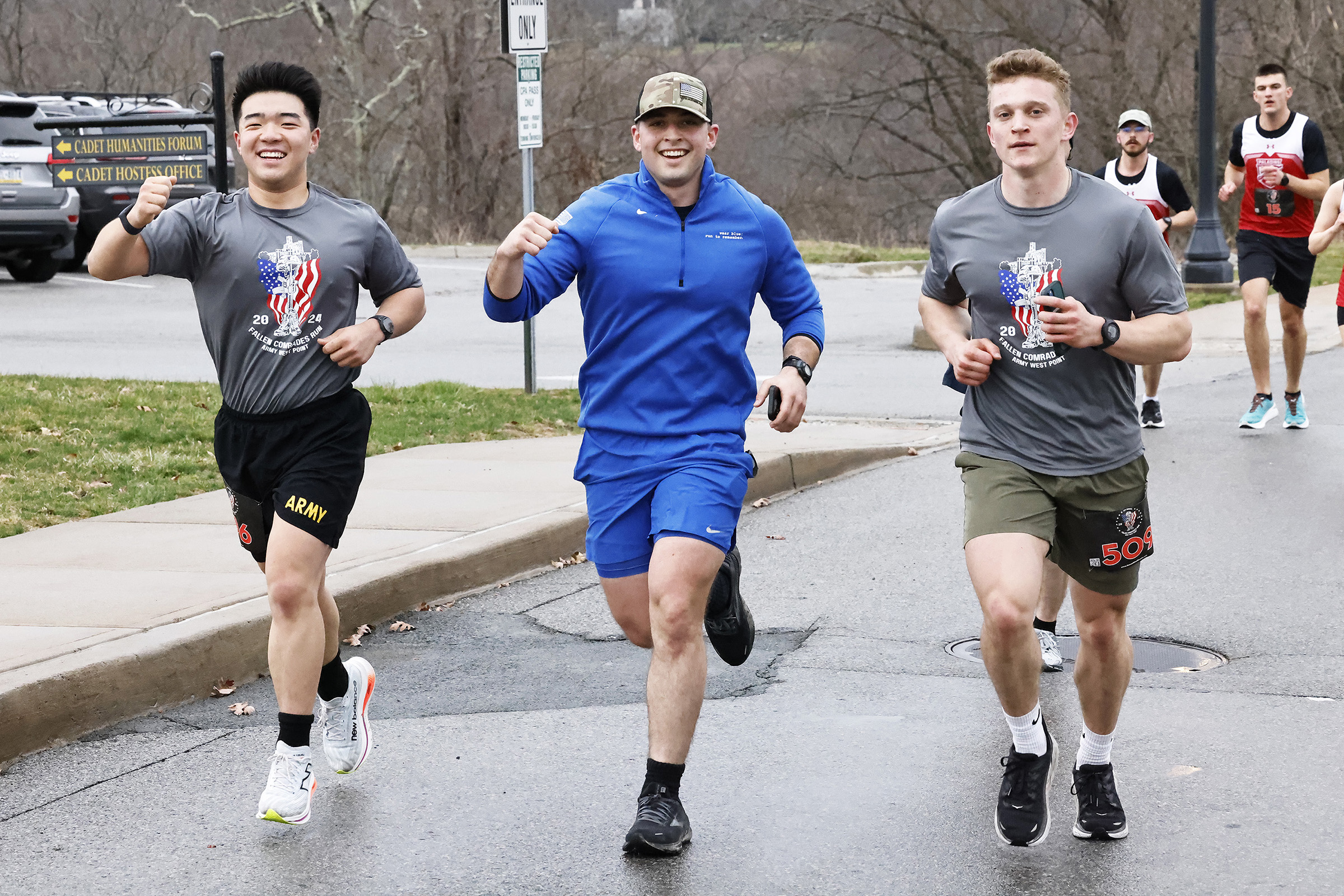 The Army West Point Cadet Marathon Team hosted the 2024 Fallen Comrades Half Marathon on March 17 at West Point. An estimated 700 participants took part in the run and ruck divisions, along with a one-mile Kids Run. The race started and finished at Michie Stadium and ran through most parts of the installation. The purpose of the half marathon is to promote physical fitness and to commemorate West Point graduates who were killed in action or training during Vietnam or the Global War on Terrorism. At each mil