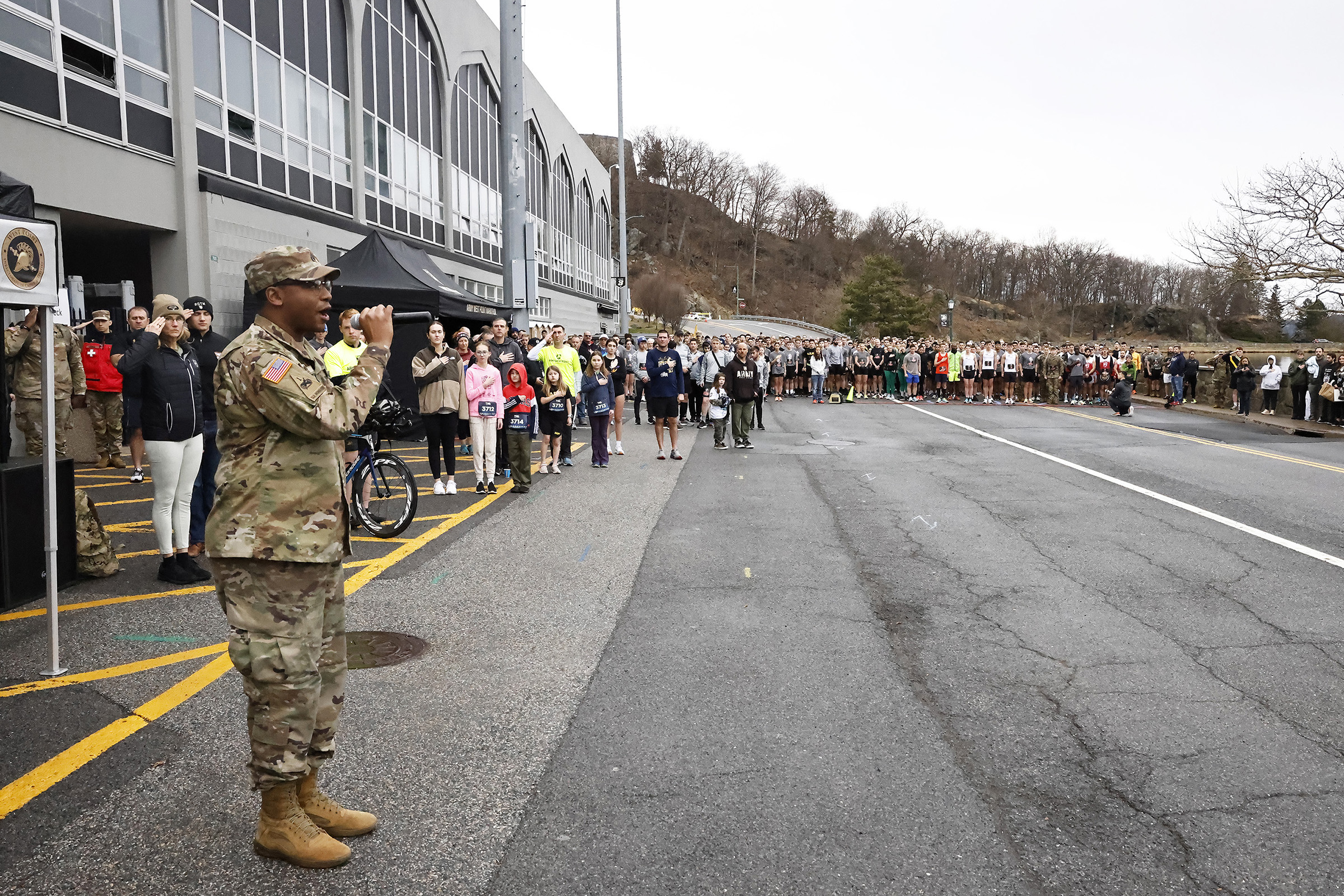 The Army West Point Cadet Marathon Team hosted the 2024 Fallen Comrades Half Marathon on March 17 at West Point. An estimated 700 participants took part in the run and ruck divisions, along with a one-mile Kids Run. The race started and finished at Michie Stadium and ran through most parts of the installation. The purpose of the half marathon is to promote physical fitness and to commemorate West Point graduates who were killed in action or training during Vietnam or the Global War on Terrorism. At each mil