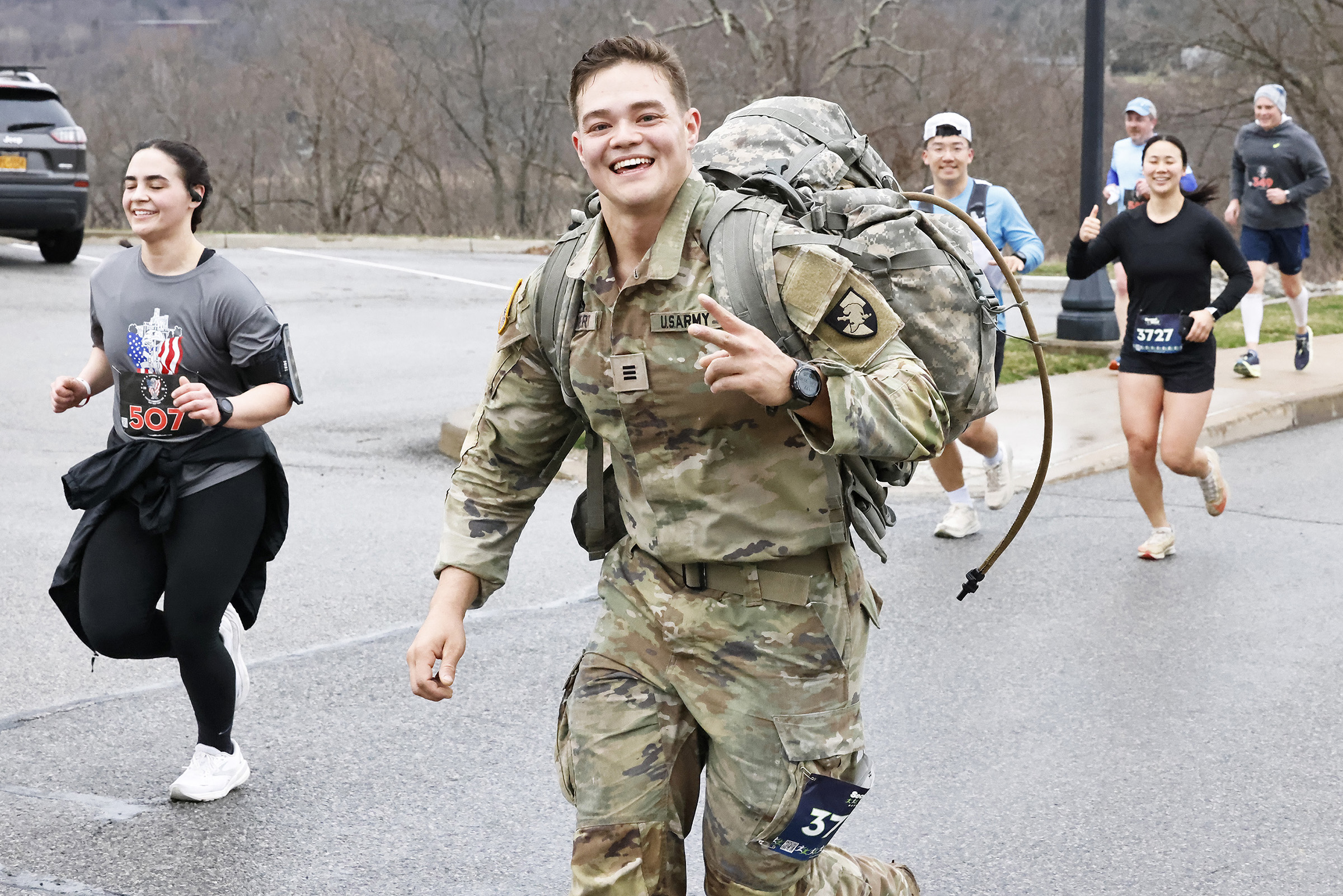 The Army West Point Cadet Marathon Team hosted the 2024 Fallen Comrades Half Marathon on March 17 at West Point. An estimated 700 participants took part in the run and ruck divisions, along with a one-mile Kids Run. The race started and finished at Michie Stadium and ran through most parts of the installation. The purpose of the half marathon is to promote physical fitness and to commemorate West Point graduates who were killed in action or training during Vietnam or the Global War on Terrorism. At each mil