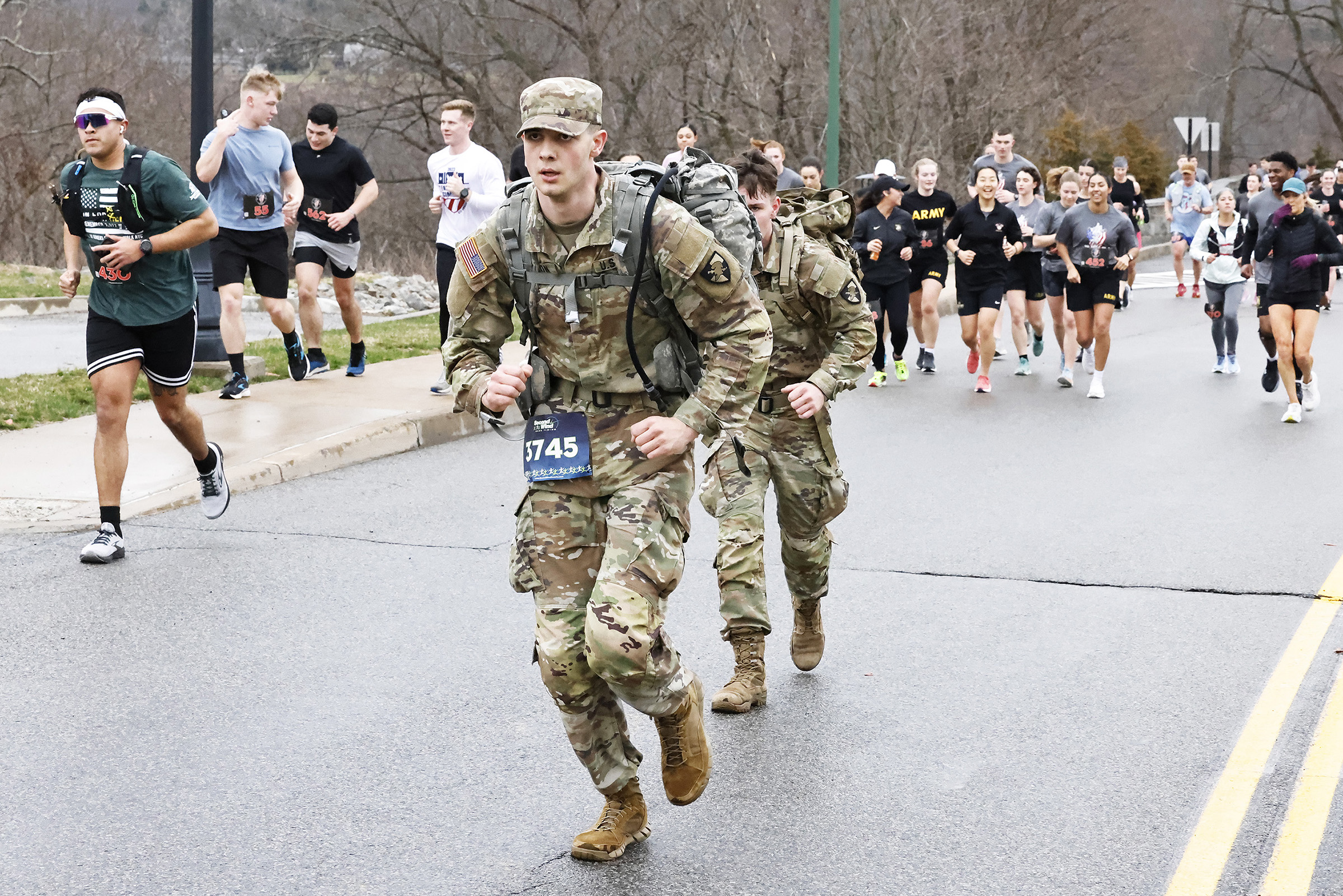 The Army West Point Cadet Marathon Team hosted the 2024 Fallen Comrades Half Marathon on March 17 at West Point. An estimated 700 participants took part in the run and ruck divisions, along with a one-mile Kids Run. The race started and finished at Michie Stadium and ran through most parts of the installation. The purpose of the half marathon is to promote physical fitness and to commemorate West Point graduates who were killed in action or training during Vietnam or the Global War on Terrorism. At each mil