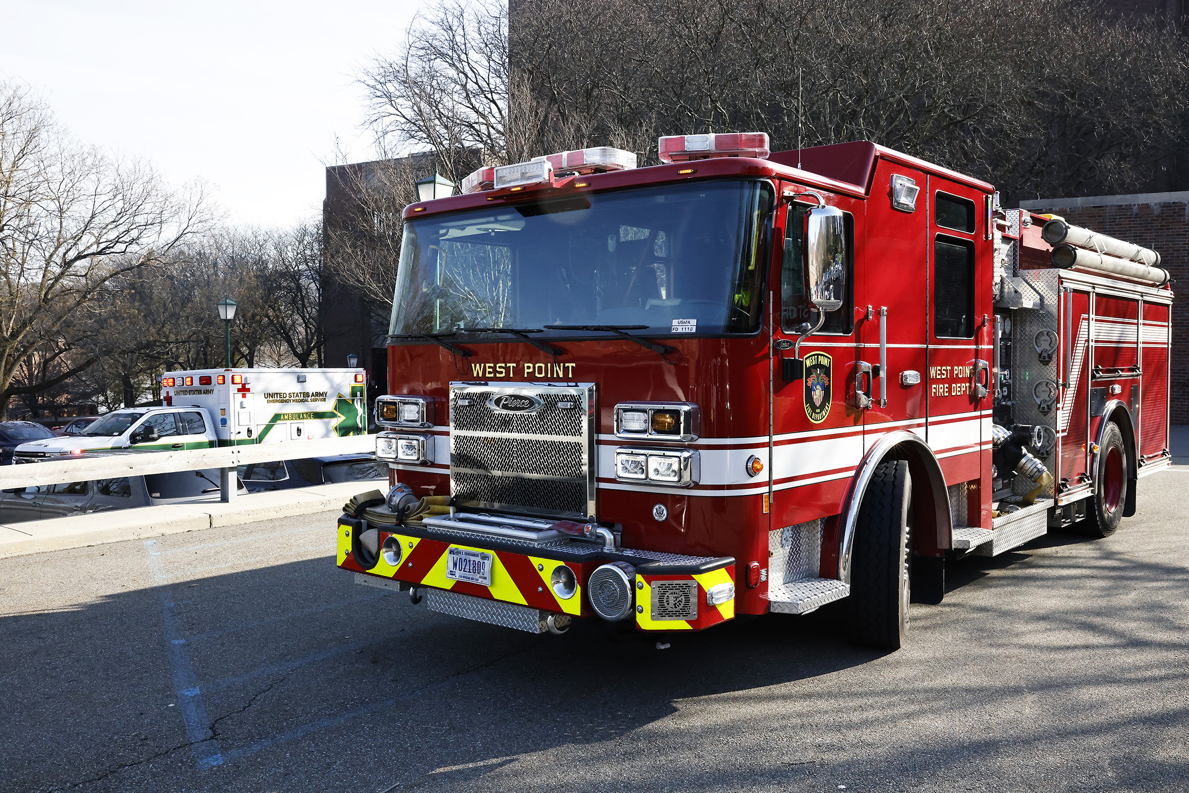 West Point conducted its annual Integrated Protection Exercise on March 13 to assess the installation’s emergency response and recovery capabilities with a realistic mass casualty (MASCAL) scenario.   The scenario involved a traffic accident with a Directorate of Public Works snowplow truck and post shuttle bus with several occupants onboard along Pitcher Road, in the vicinity of Eisenhower Hall and Gillis Field House.   Role-players across the installation portrayed patients, allowing first responders to