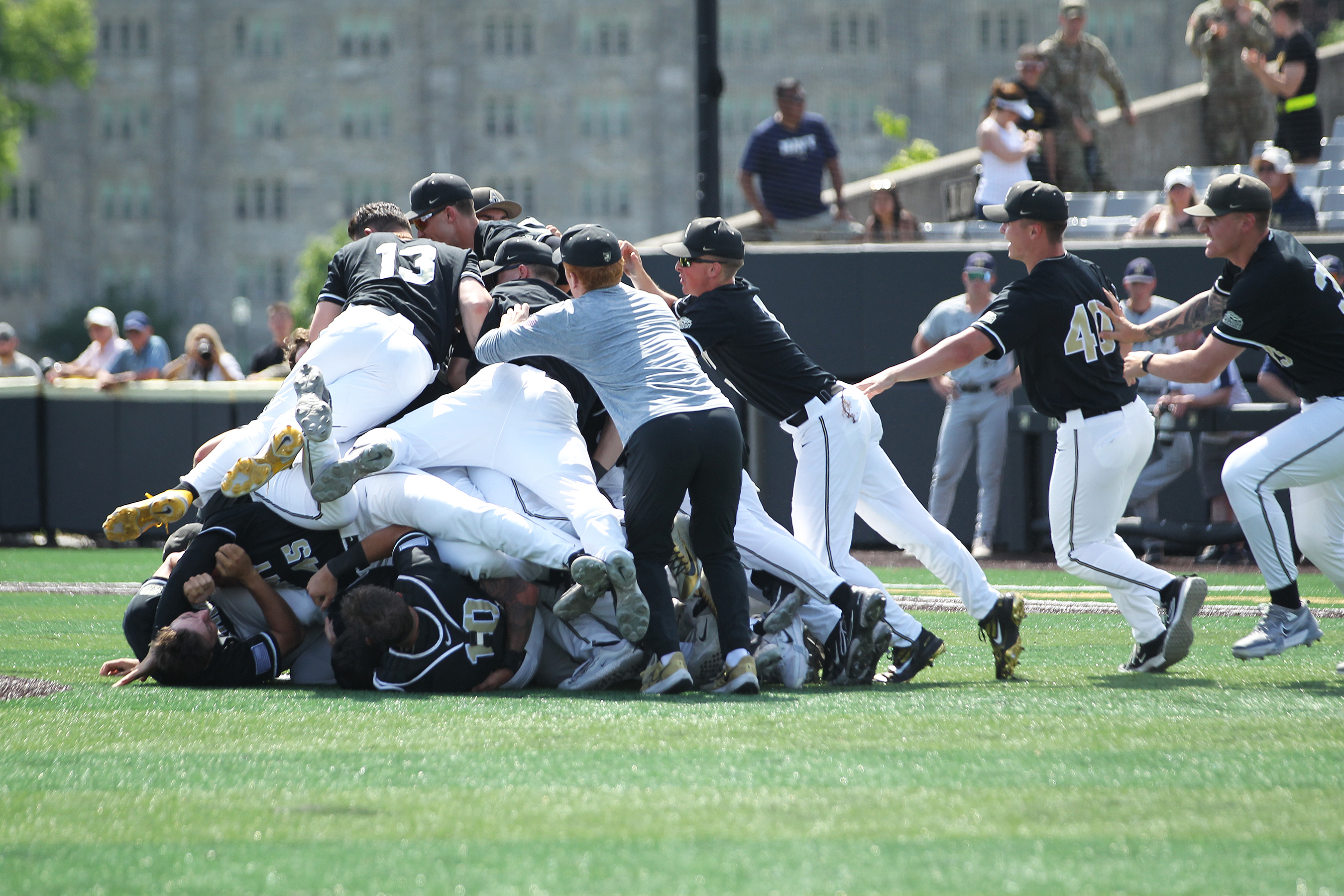 Army West Point Baseball defeated archrival Navy May 20 at Doubleday Field to win its sixth consecutive Patriot League Tournament Championship with a 3-0 victory in Game 2 of the best-of-three series.  (Photo by Army Athletic Communications)