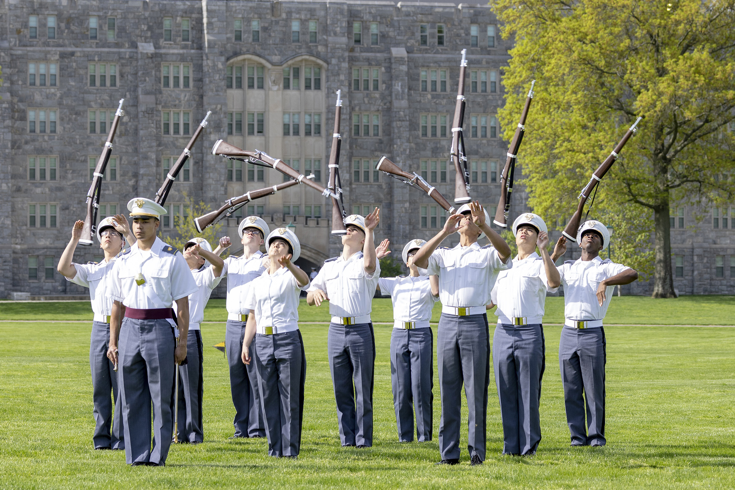 The U.S. Military Academy Corps of Cadets paraded in honor of the 50th annual Retiree Appreciation Day on May 4 on The Plain.   (Photo by Christopher Hennen/USMA PAO)