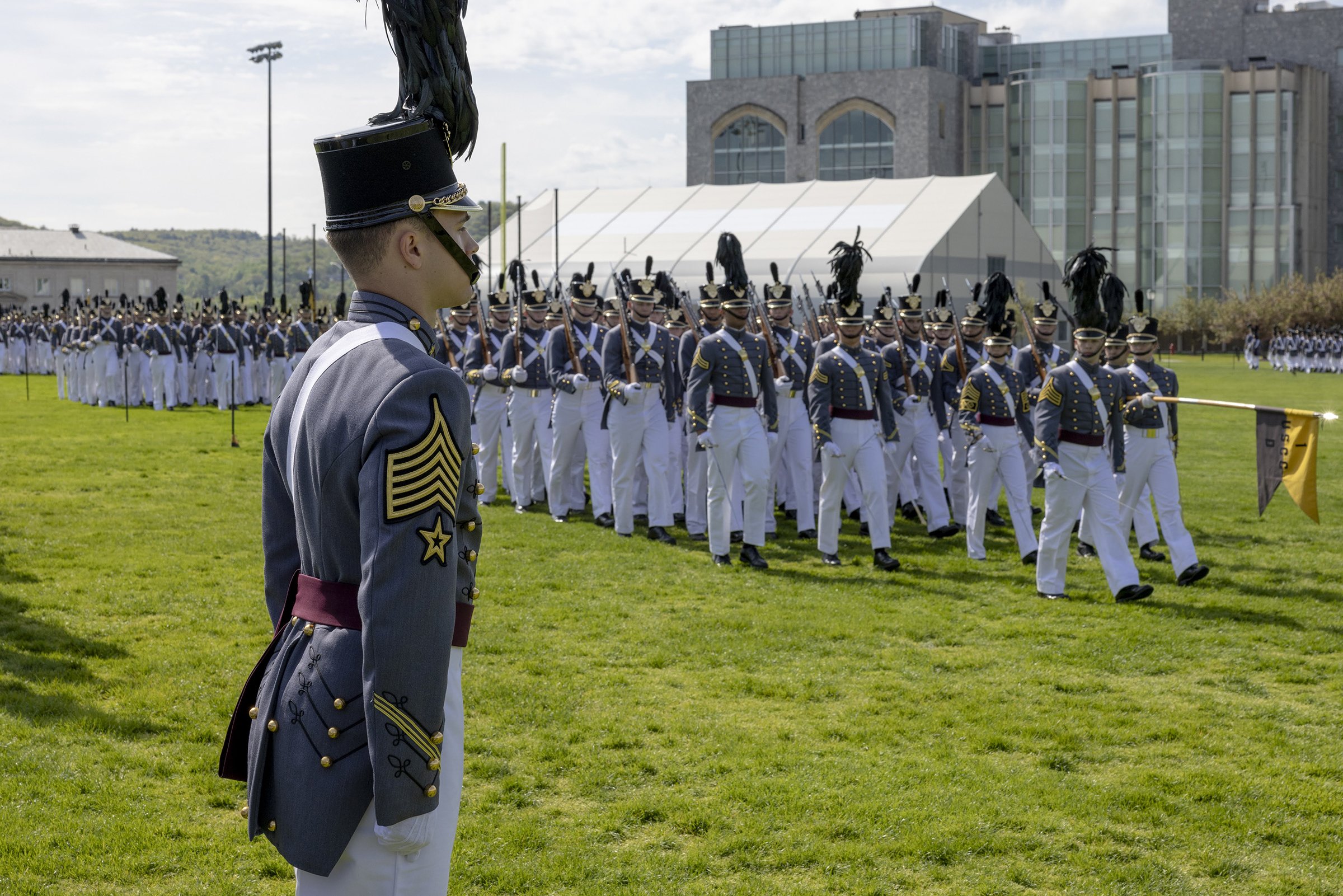 The U.S. Military Academy Corps of Cadets paraded in honor of the 50th annual Retiree Appreciation Day on May 4 on The Plain.   (Photo by Christopher Hennen/USMA PAO)