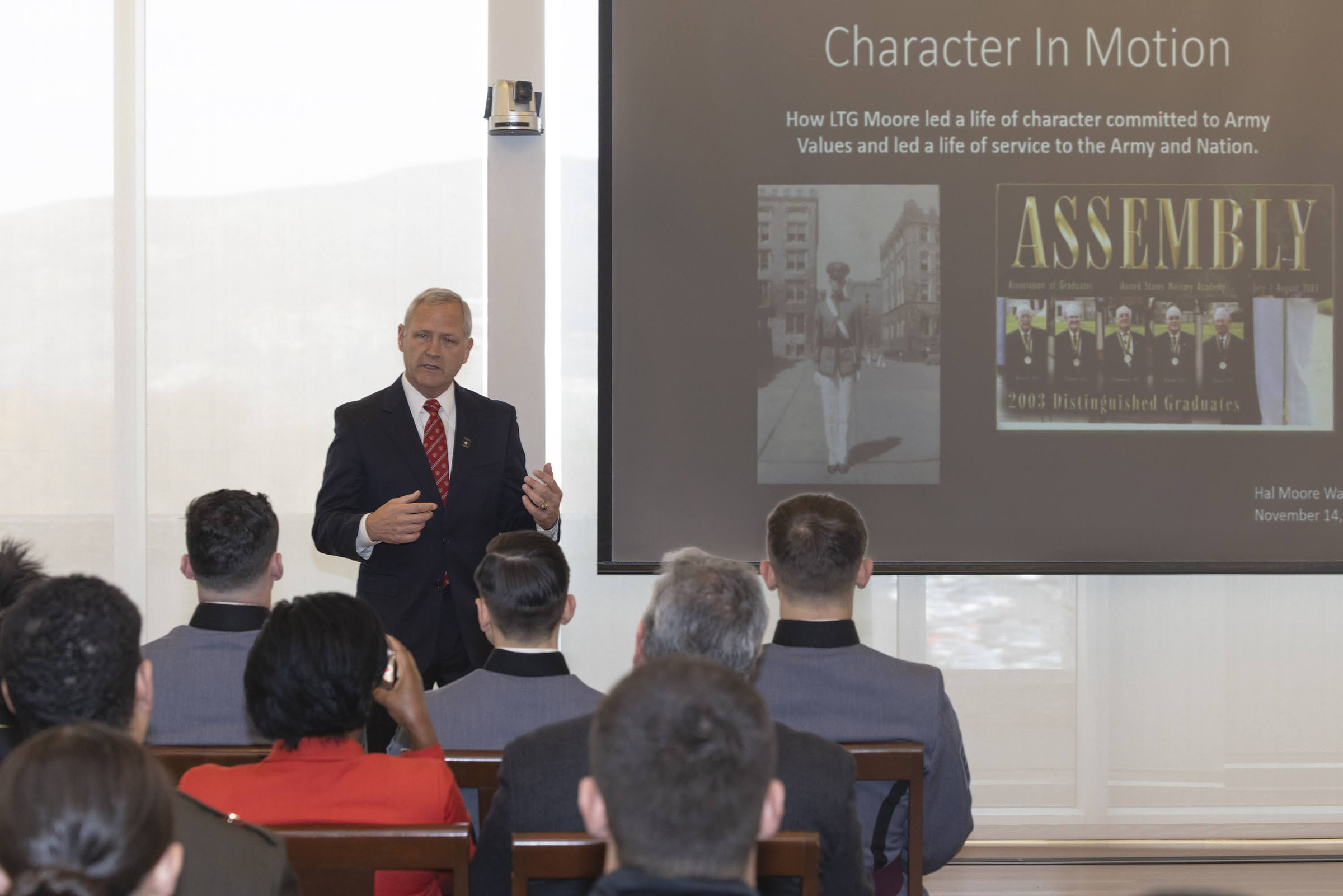 Class of 2025 Cadets Gabriella Sorrentino and Isaiah McNeilly were chosen as the recipients of the 2024 Lt. Gen. Hal Moore Athlete of Excellence Award and received their accolades during a ceremony Nov. 14 in the Haig Room.   (Photo by Kyle Osterhoudt/USMA PAO-VI)