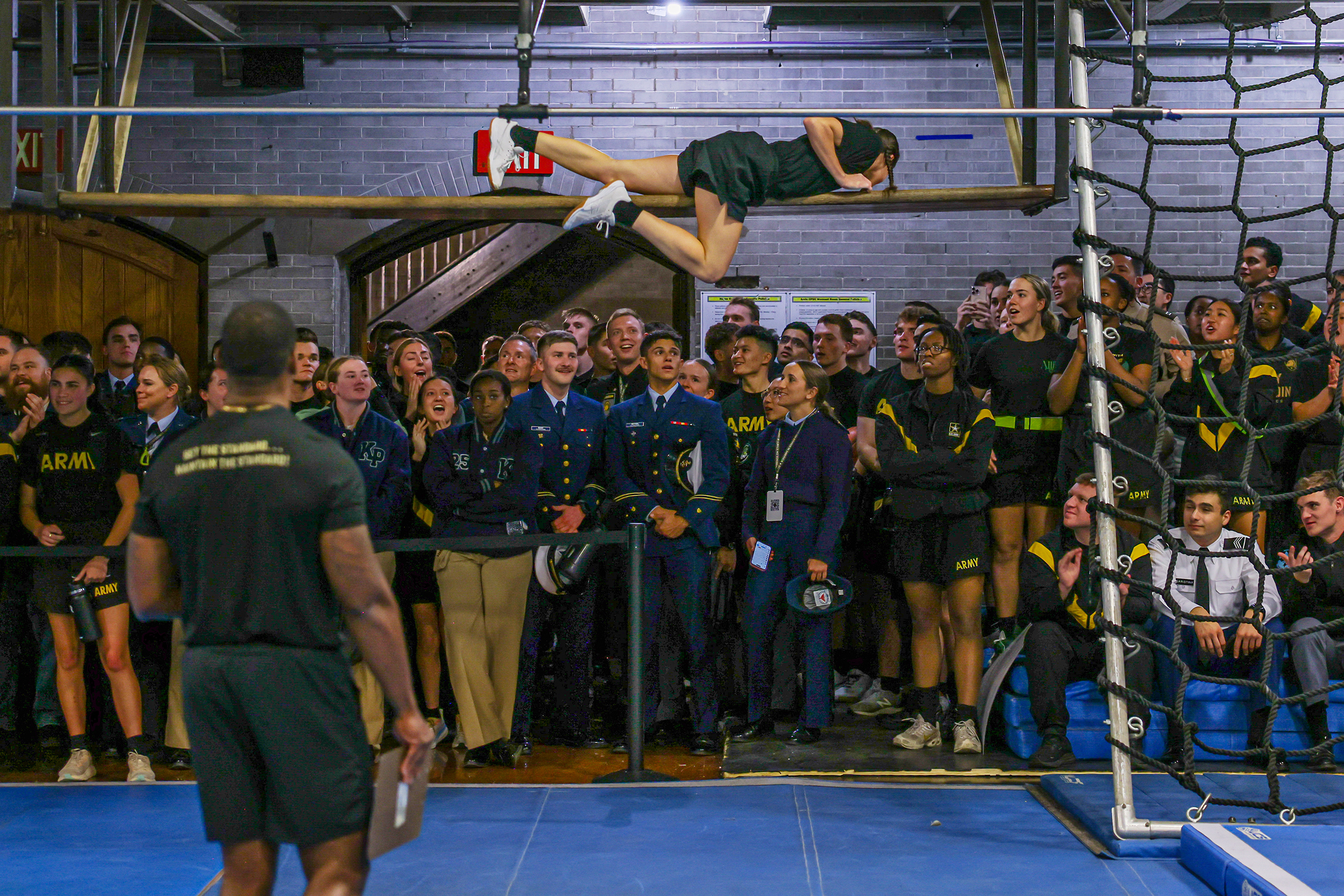 First and Second Class Cadets and some members of the Army West Point Sports teams took on the challenge of the Indoor Obstacle Course Test for a grade on Nov. 20 at Hayes Gym. 