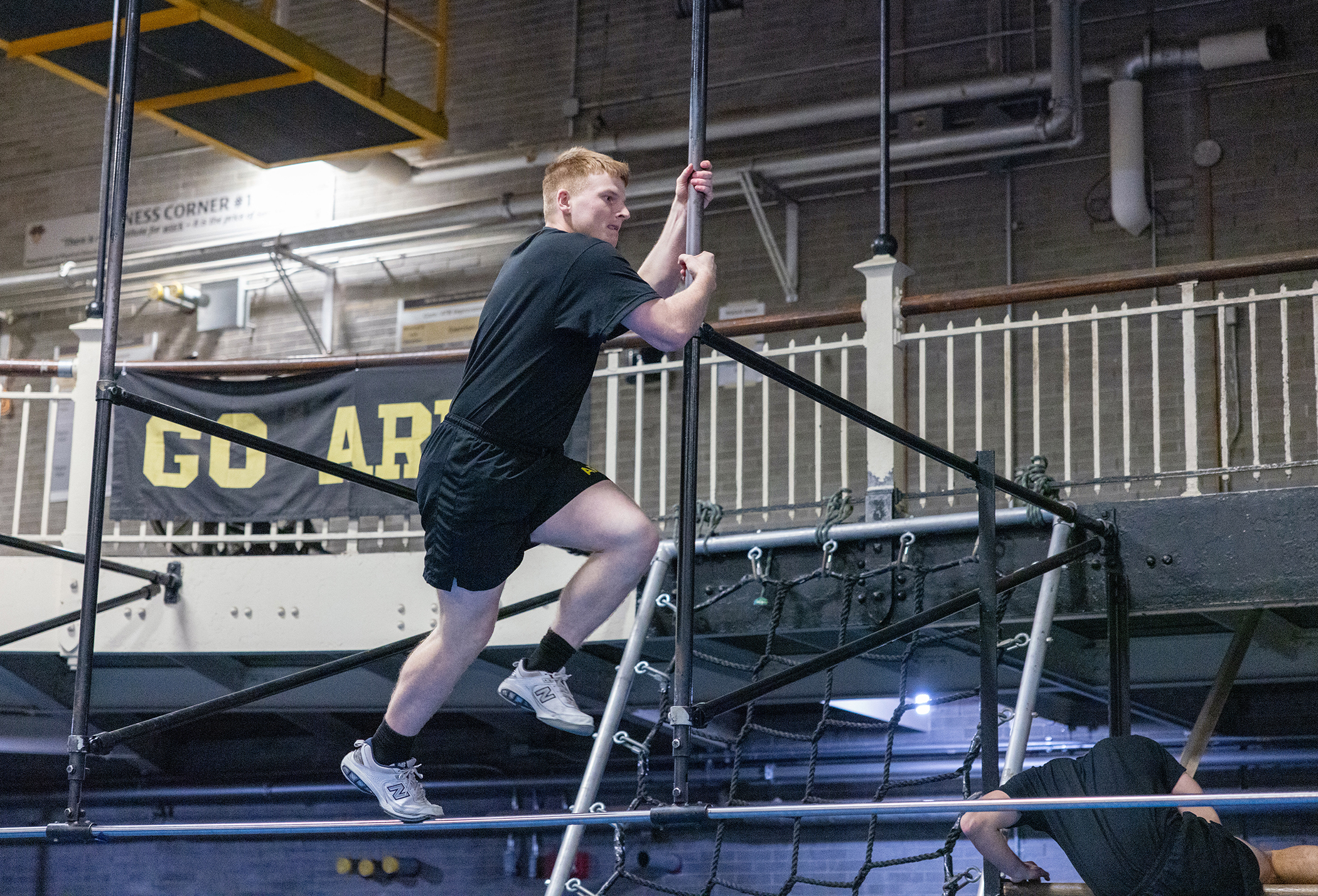 First and Second Class Cadets and some members of the Army West Point Sports teams took on the challenge of the Indoor Obstacle Course Test for a grade on Nov. 20 at Hayes Gym. (Photo by Eric S. Bartelt/USMA PAO-VI)