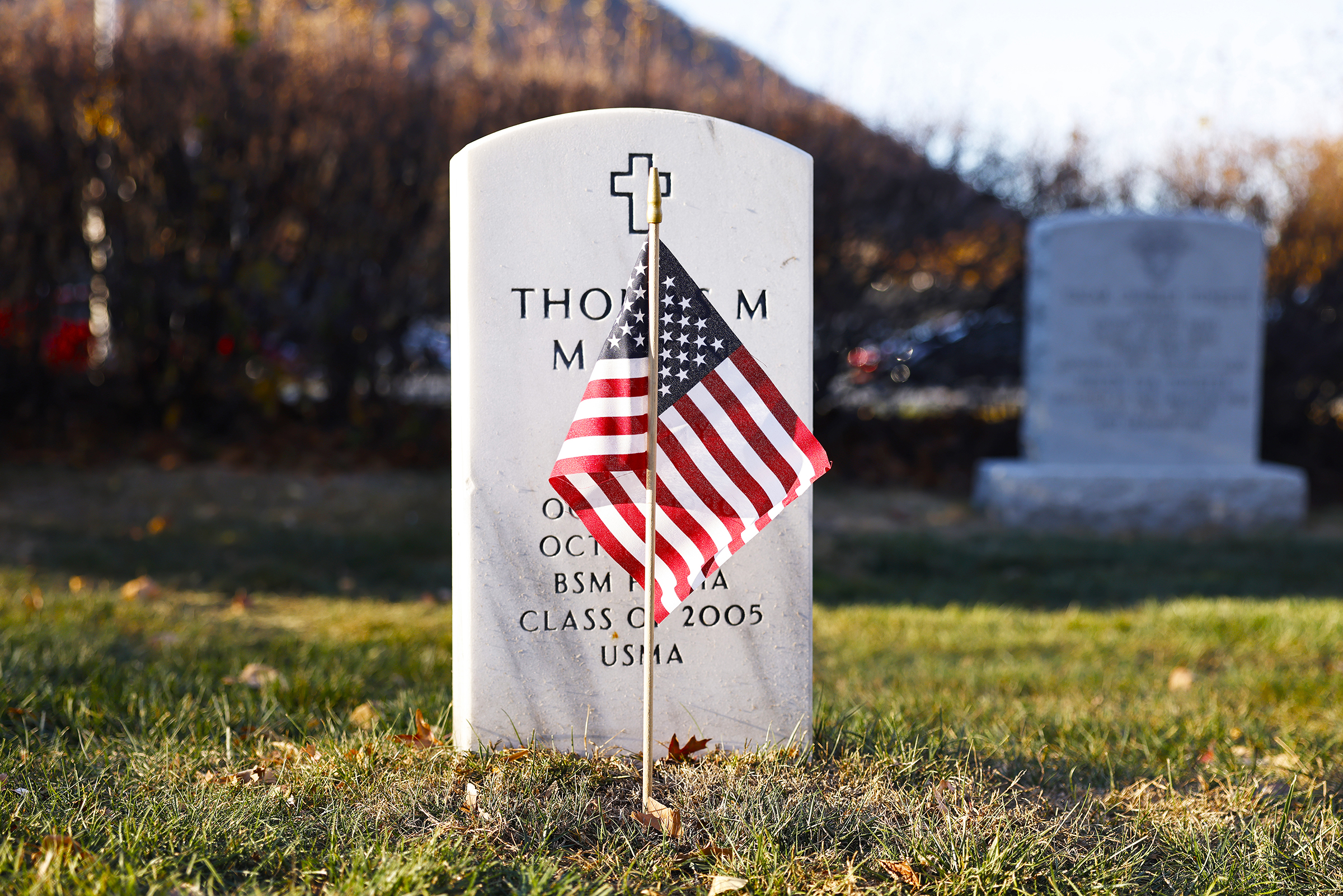 More than one hundred members of the West Point community came out in full force to honor veterans during an American Flag planting event on Nov. 7 at the West Point Cemetery.  (Photo by Eric S. Bartelt/USMA PAO-VI)