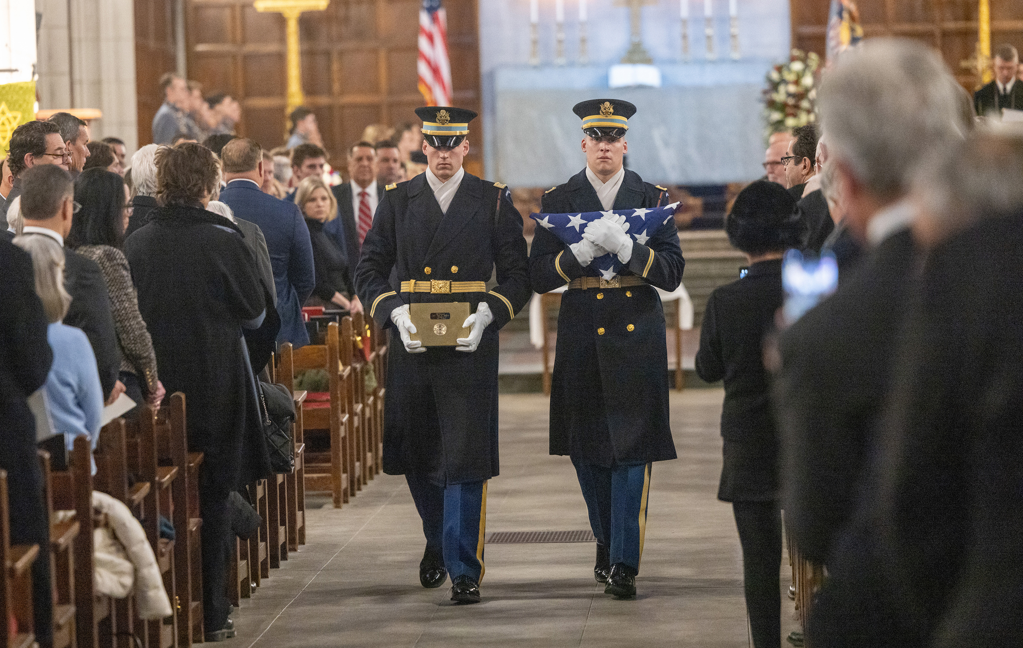 Memorial Service in honor of Paul "Buddy" Bucha, Medal of Honor recipient and U.S. Military Academy Class of 1965, takes place Jan. 16 at the Cadet Chapel and West Point Cemetery. More than 400 people attended the service celebrating his life, including 85 members of the Army West Point Swim Team, three Medal of Honor recipients and the commanding general of the 101st Airborne Division (Air Assault). Bucha earned his Medal of Honor due to his bravery and leadership in dire circumstances from March 18, 1968,
