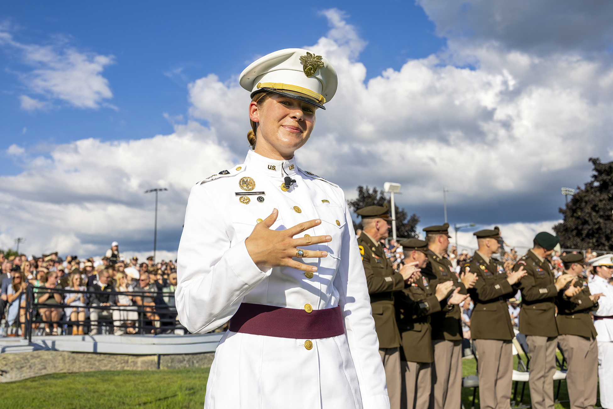 More than 1,100 cadets from the U.S. Military Academy Class of 2027 receive their class rings during the Ring Ceremony on Aug. 21 on The Plain at West Point, N.Y.  (Photo by Christopher Hennen/USMA PAO-VI)