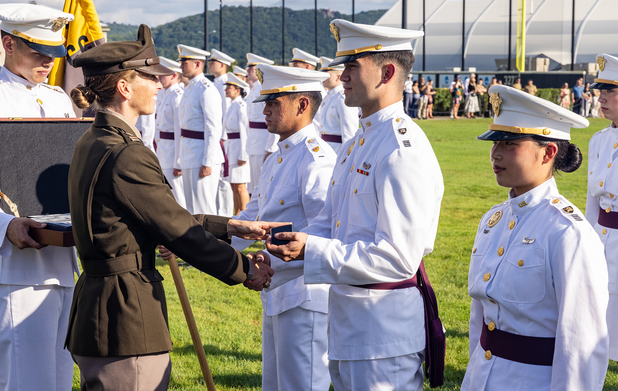 More than 1,100 cadets from the U.S. Military Academy Class of 2027 receive their class rings during the Ring Ceremony on Aug. 21 on The Plain at West Point, N.Y.  (Photo by Eric S. Bartelt/USMA PAO-VI)