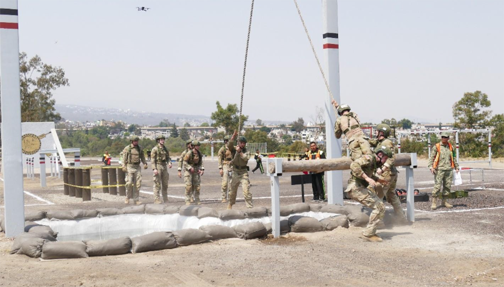 Eleven cadets from the U.S. Military Academy competed in the Chimaltlalli International Military Skills Competition, taking first place among international teams while earning third-place overall behind Mexican teams, Heróico Colegio Militar A, which won first place and Heróico Colegio Militar B, which took second, on March 10-12 at El Heróico Colegio Militar in Tlalpan.  (Photo by Alfredo Martin del Campo Covarrubia/Sentinel Mexico) 