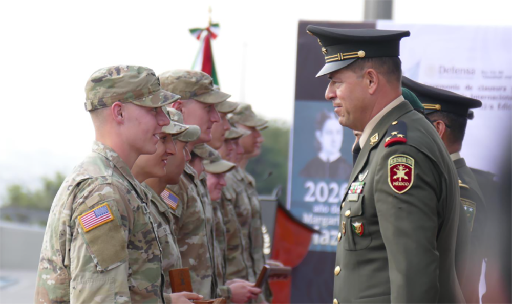 Eleven cadets from the U.S. Military Academy competed in the Chimaltlalli International Military Skills Competition, taking first place among international teams while earning third-place overall behind Mexican teams, Heróico Colegio Militar A, which won first place and Heróico Colegio Militar B, which took second, on March 10-12 at El Heróico Colegio Militar in Tlalpan.  (Photo by Alfredo Martin del Campo Covarrubia/Sentinel Mexico) 