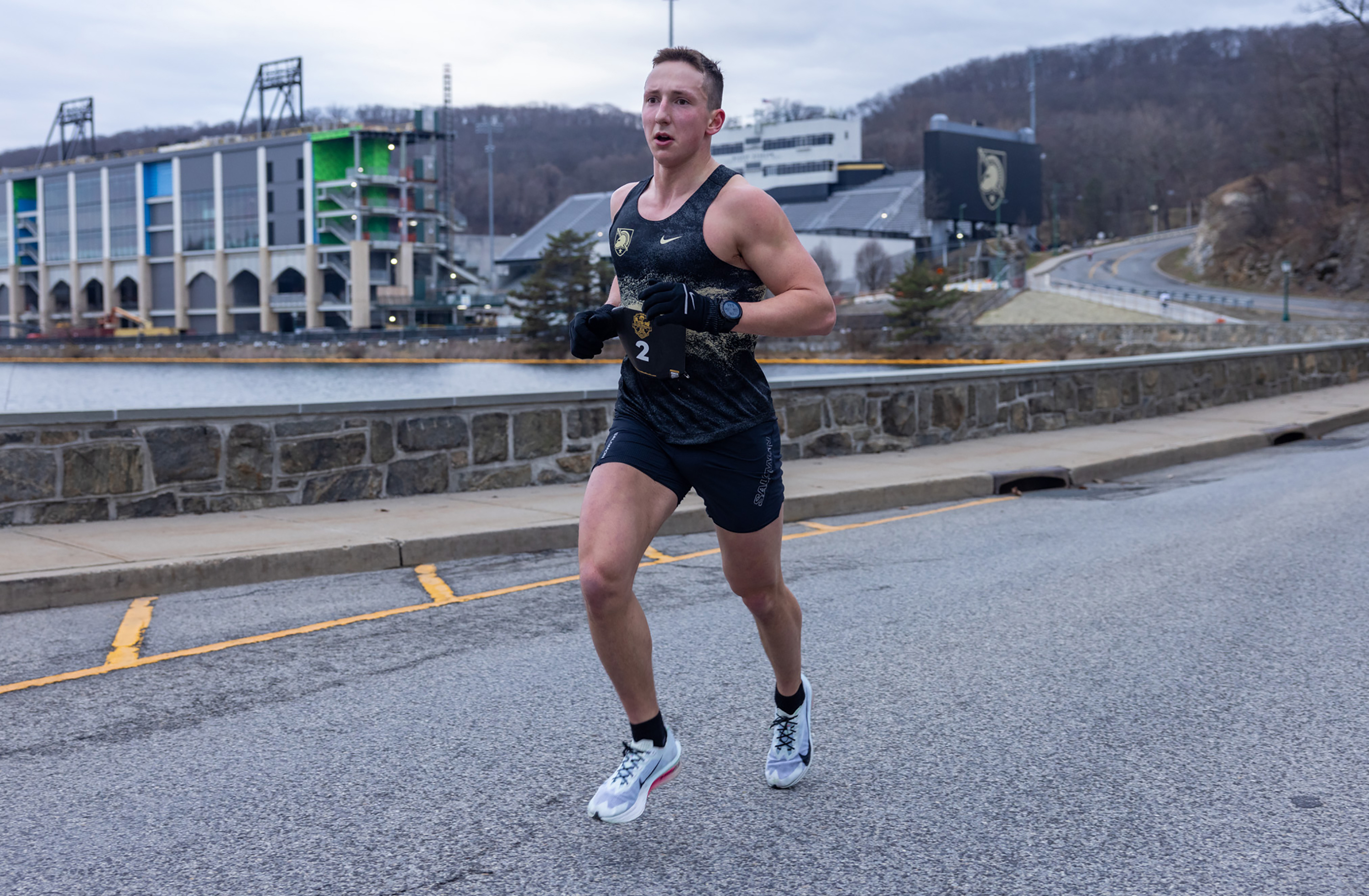 The Army West Point Marathon team hosted the 2026 Fallen Comrades Half Marathon on March 22 at West Point.  Now in its 10th year, more than 900 participated by conquering a challenging 13.1-mile course in remembrance of 13 fallen West Point graduates at each mile marker.  The event featured a combination of a run and ruck divisions, along with a one-mile Kids Run.  (Photo by Eric S. Bartelt/USMA PAO-VI)