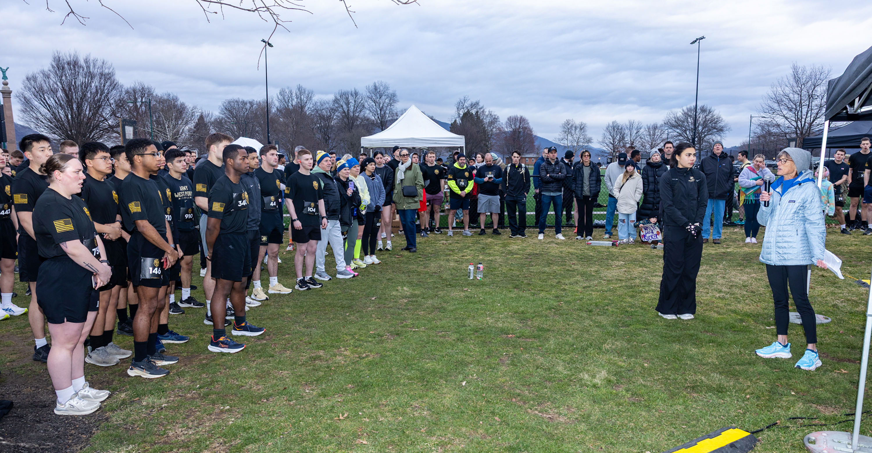 The Army West Point Marathon team hosted the 2026 Fallen Comrades Half Marathon on March 22 at West Point.  Now in its 10th year, more than 900 participated by conquering a challenging 13.1-mile course in remembrance of 13 fallen West Point graduates at each mile marker.  The event featured a combination of a run and ruck divisions, along with a one-mile Kids Run.  (Photo by Eric S. Bartelt/USMA PAO-VI)
